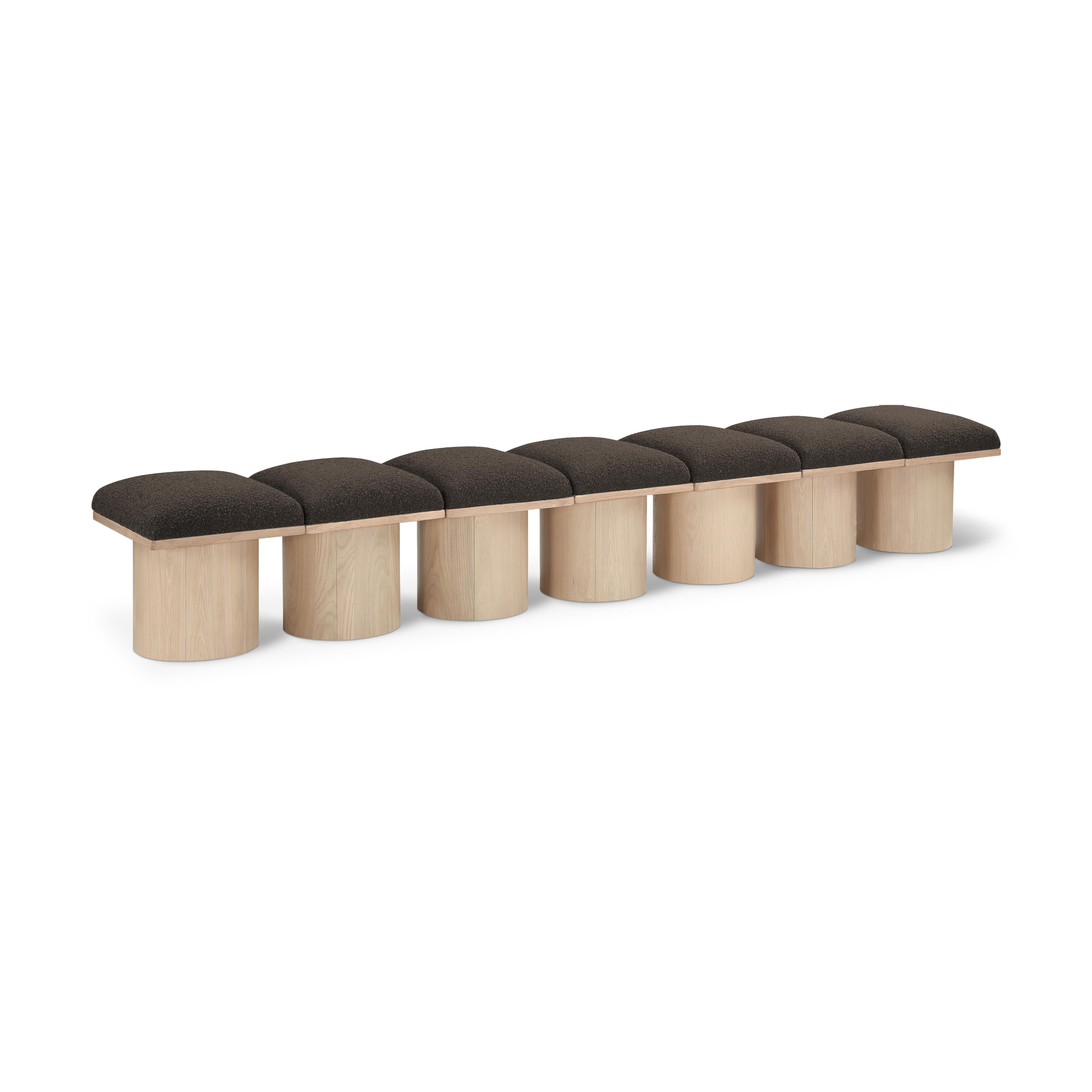 Meridian Pavilion Brown Boucle Fabric Bench