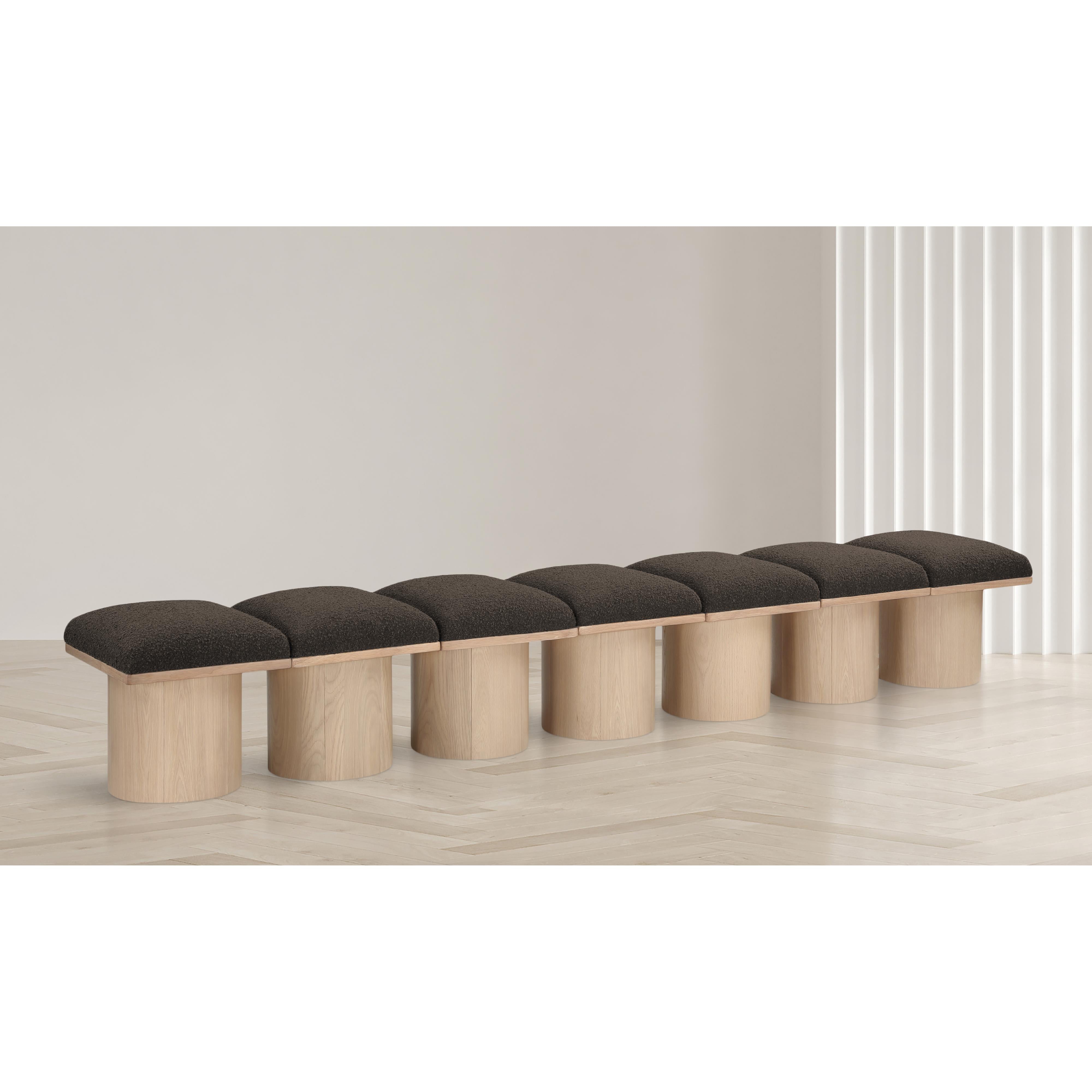 Meridian Pavilion Brown Boucle Fabric Bench
