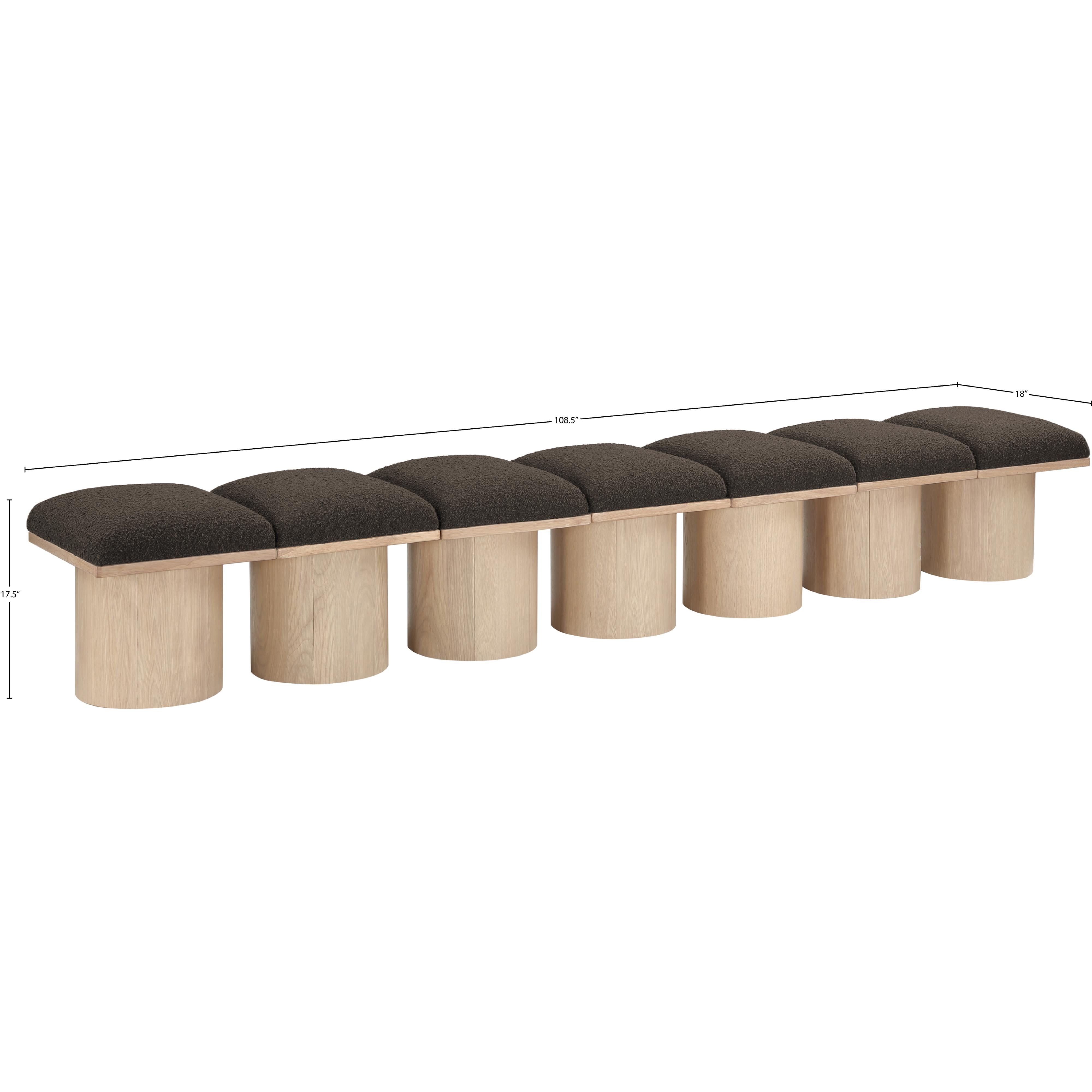 Meridian Pavilion Brown Boucle Fabric Bench