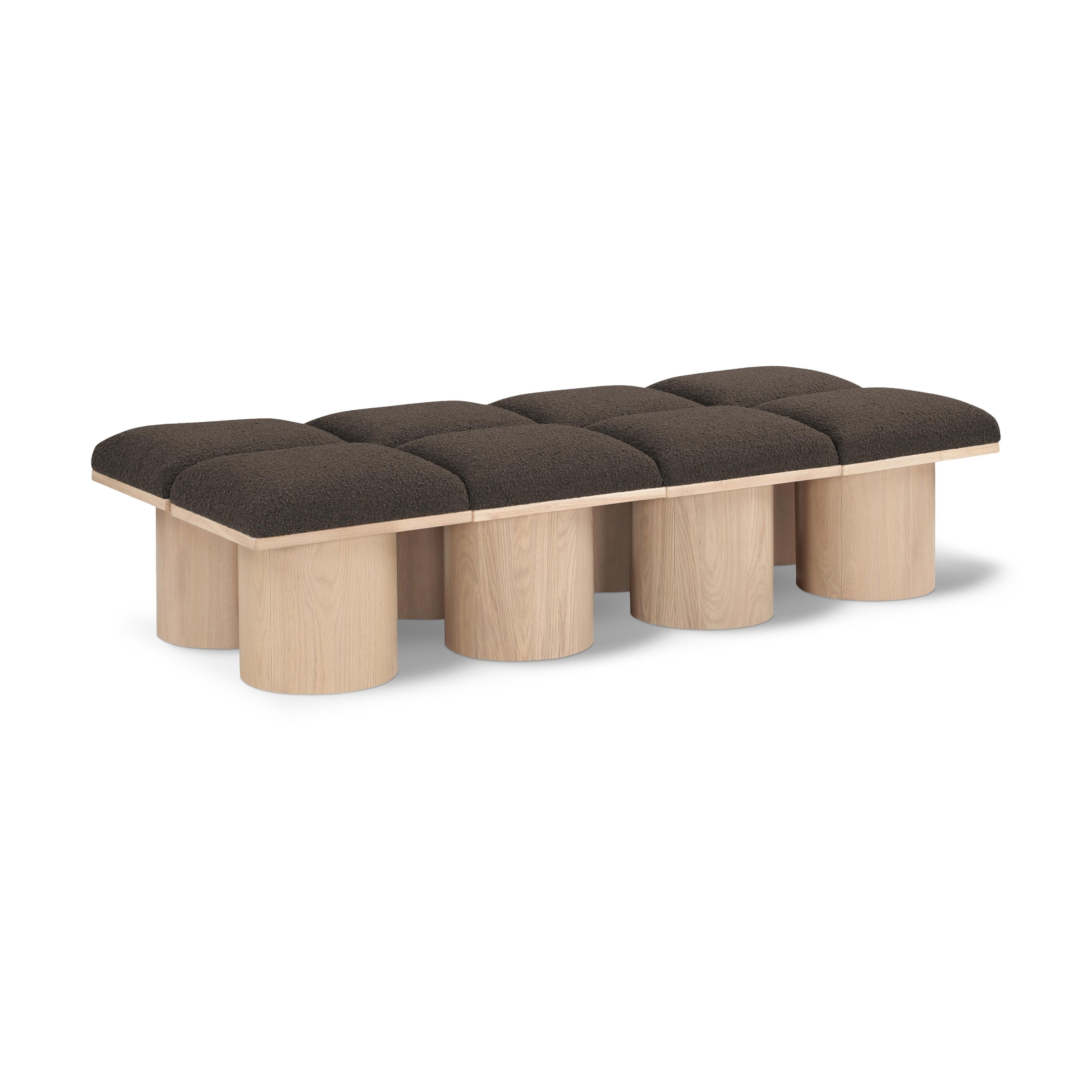 Meridian Pavilion Brown Boucle Fabric Bench