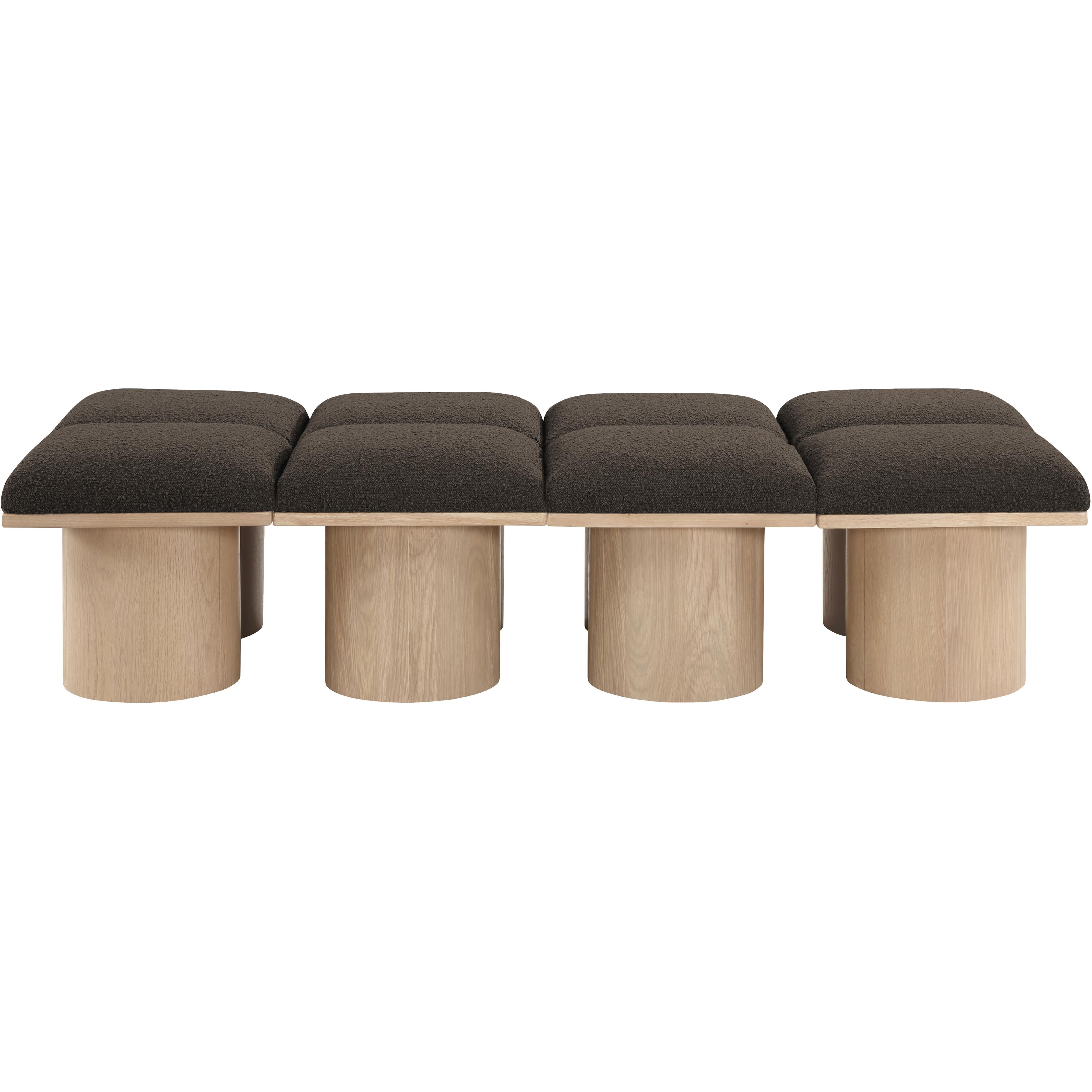 Meridian Pavilion Brown Boucle Fabric Bench