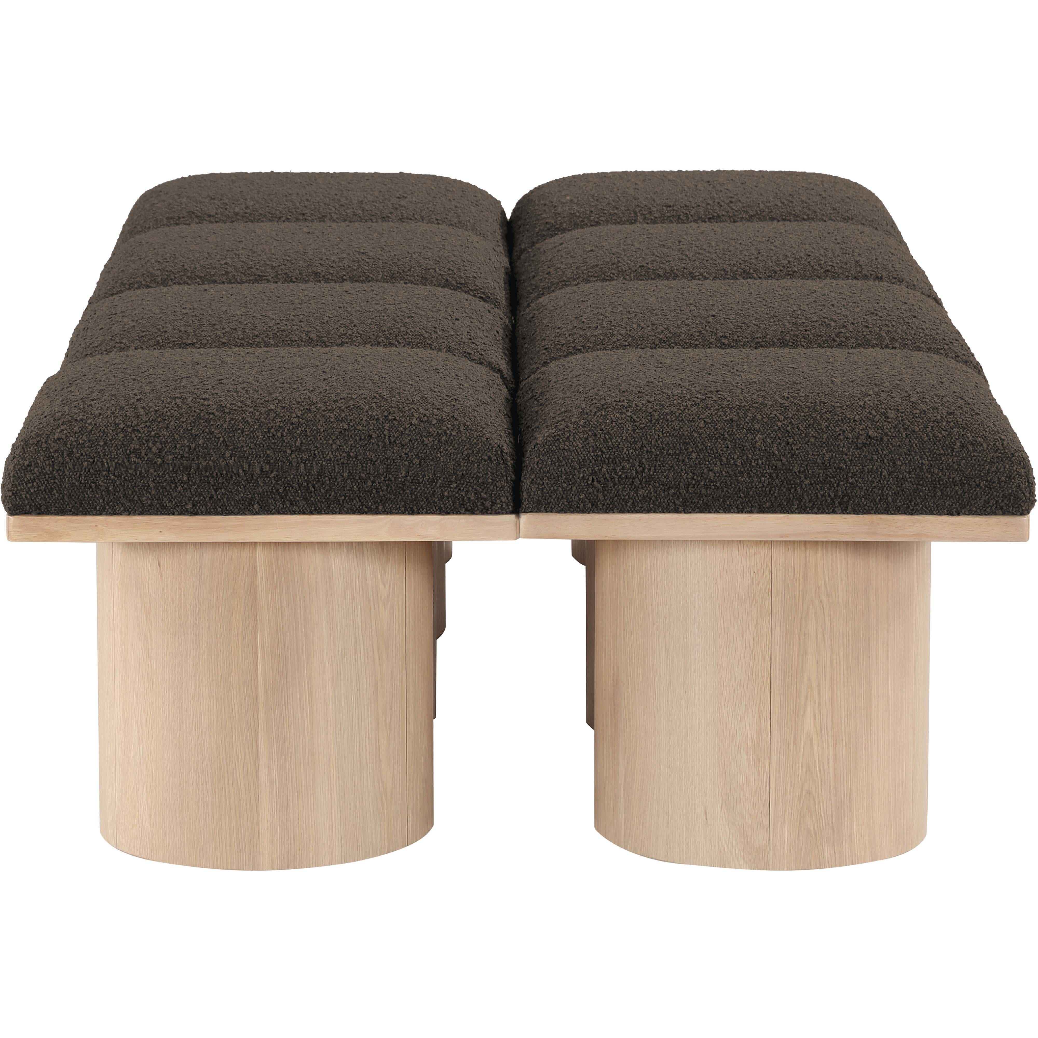 Meridian Pavilion Brown Boucle Fabric Bench