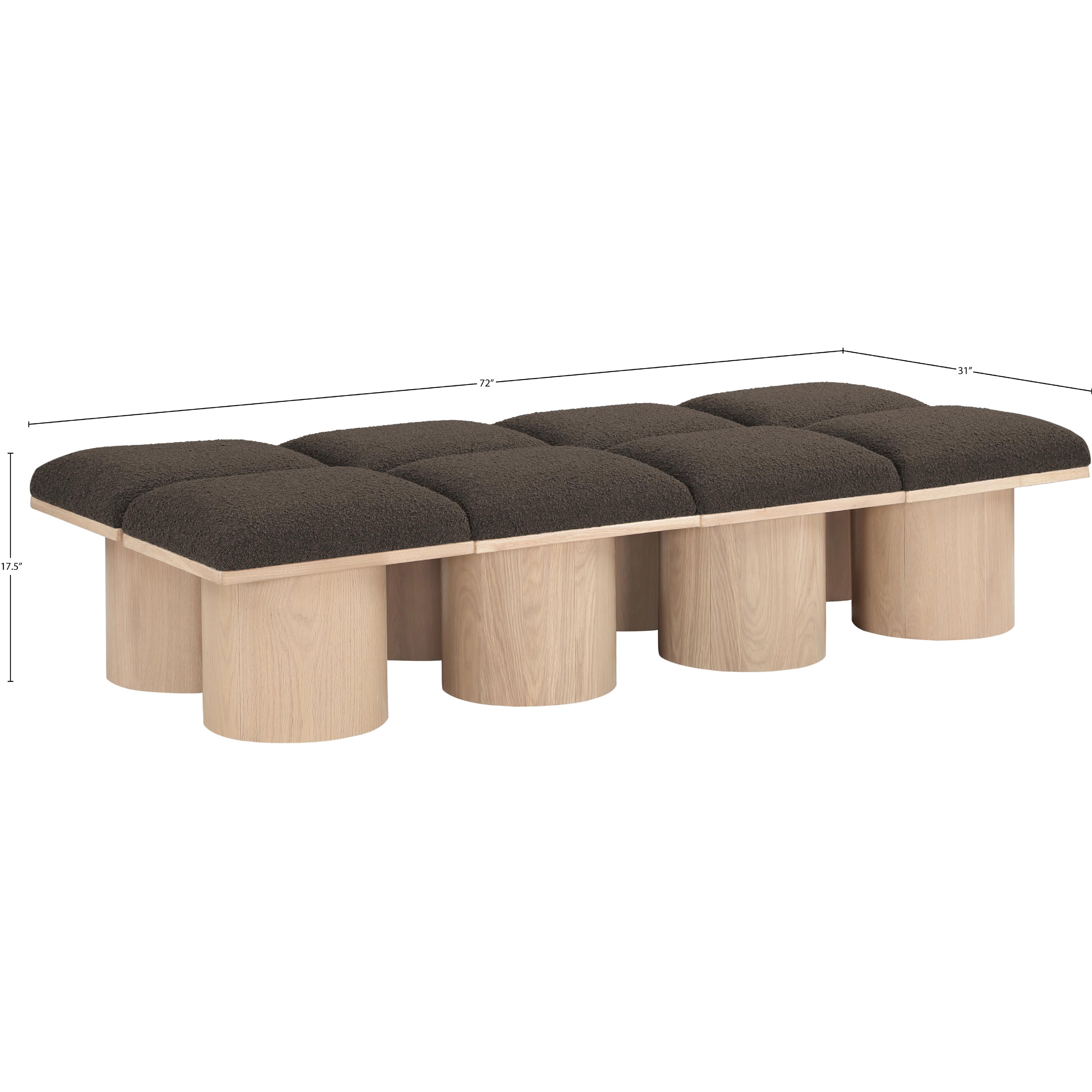 Meridian Pavilion Brown Boucle Fabric Bench