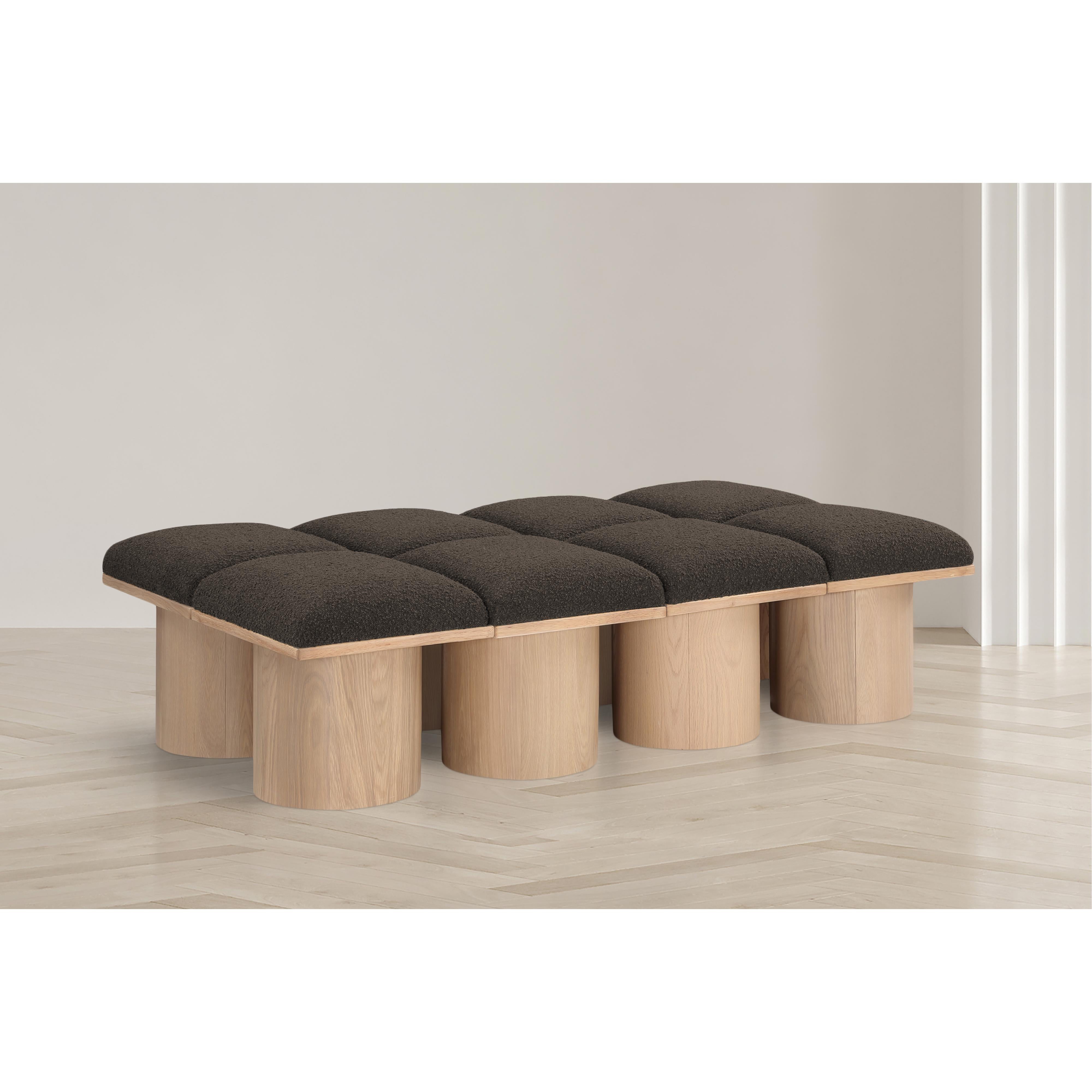 Meridian Pavilion Brown Boucle Fabric Bench