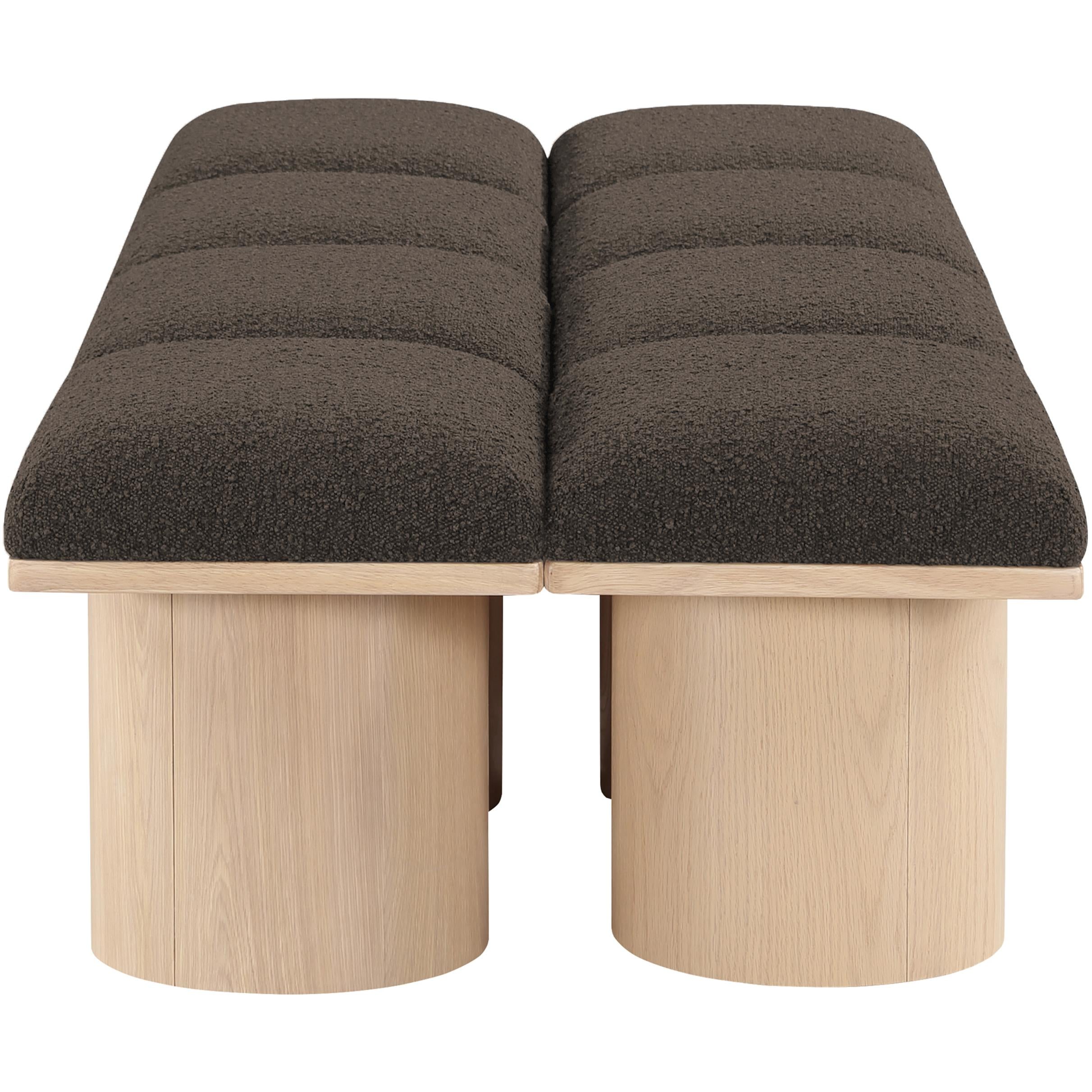 Meridian Pavilion Brown Boucle Fabric Bench