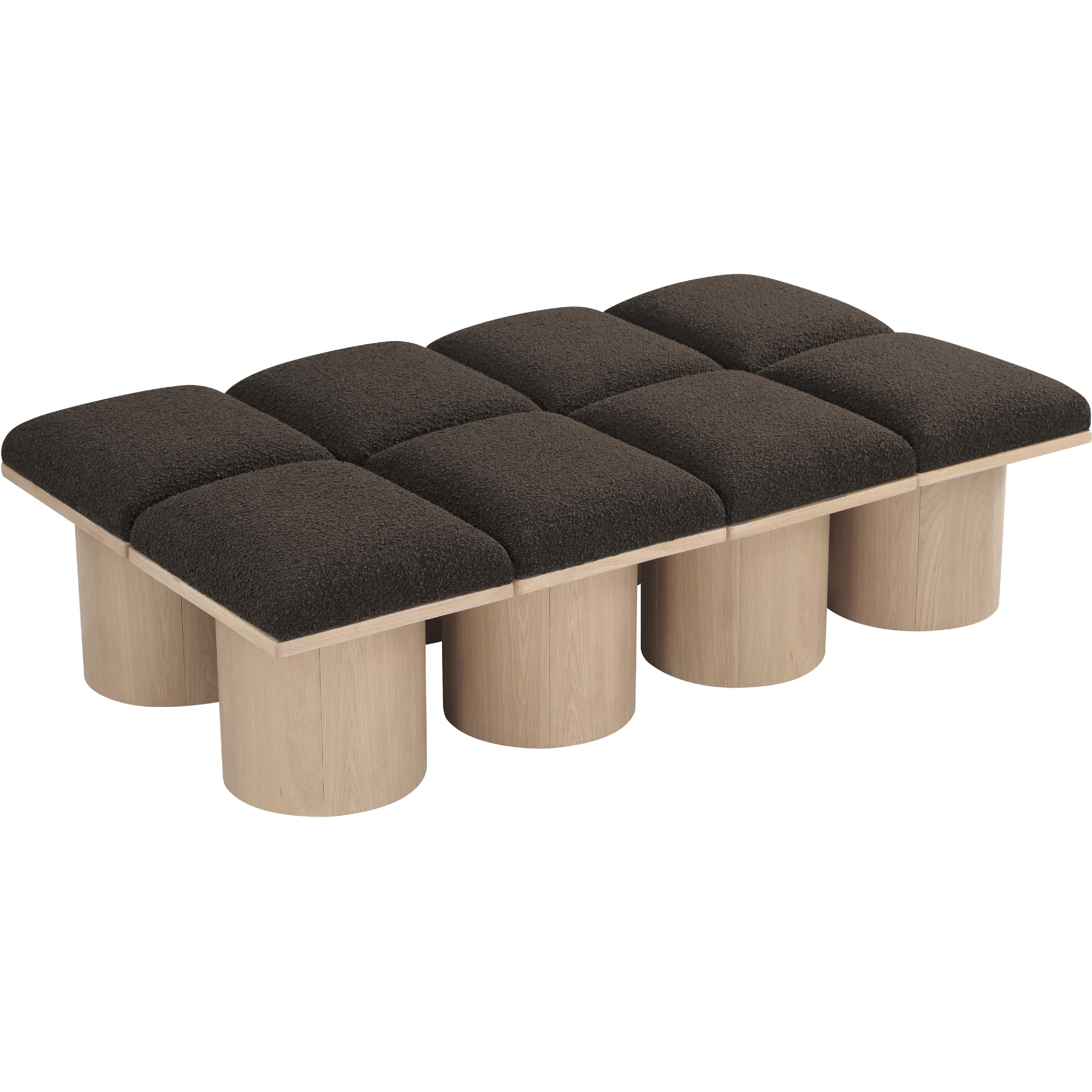 Meridian Pavilion Brown Boucle Fabric Bench