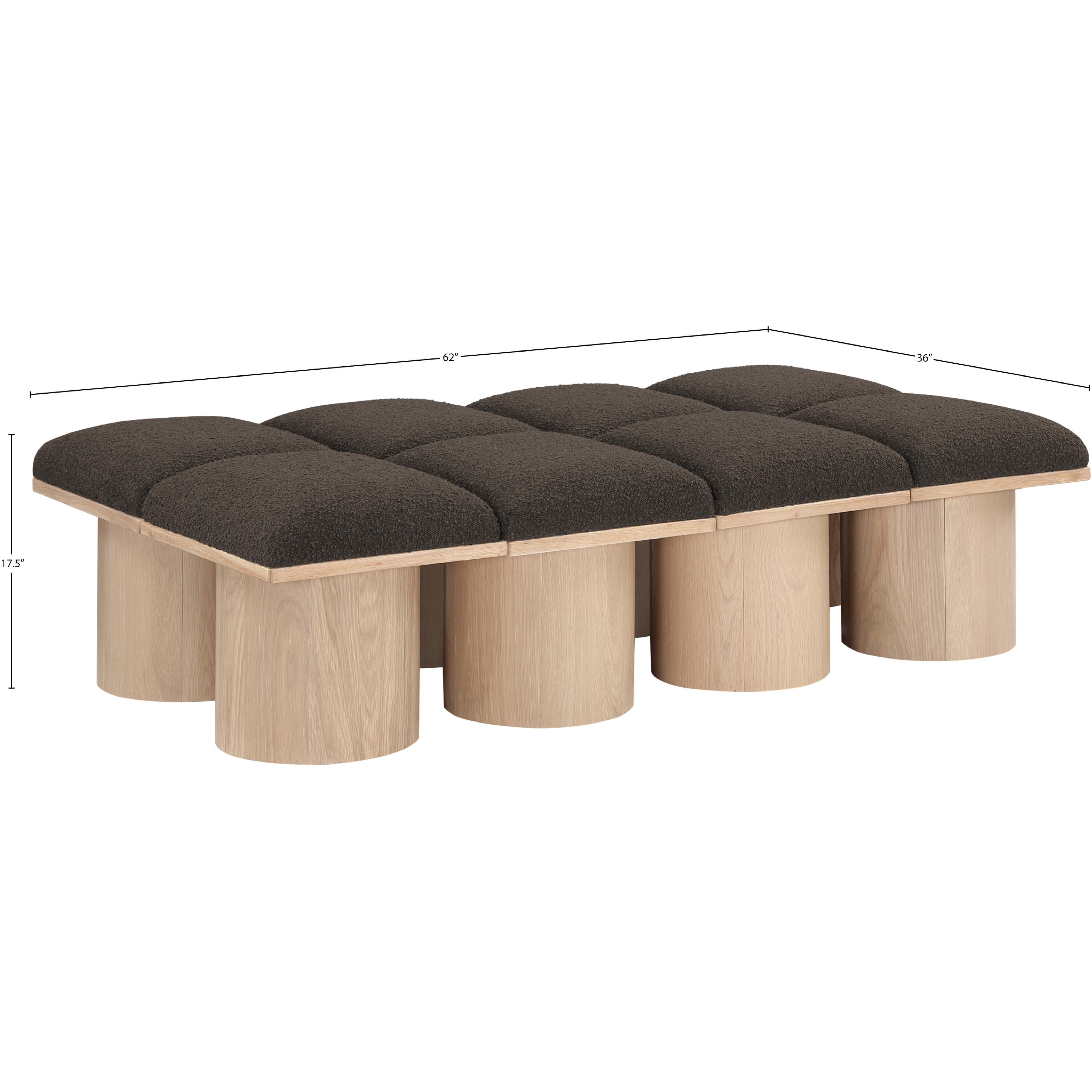 Meridian Pavilion Brown Boucle Fabric Bench