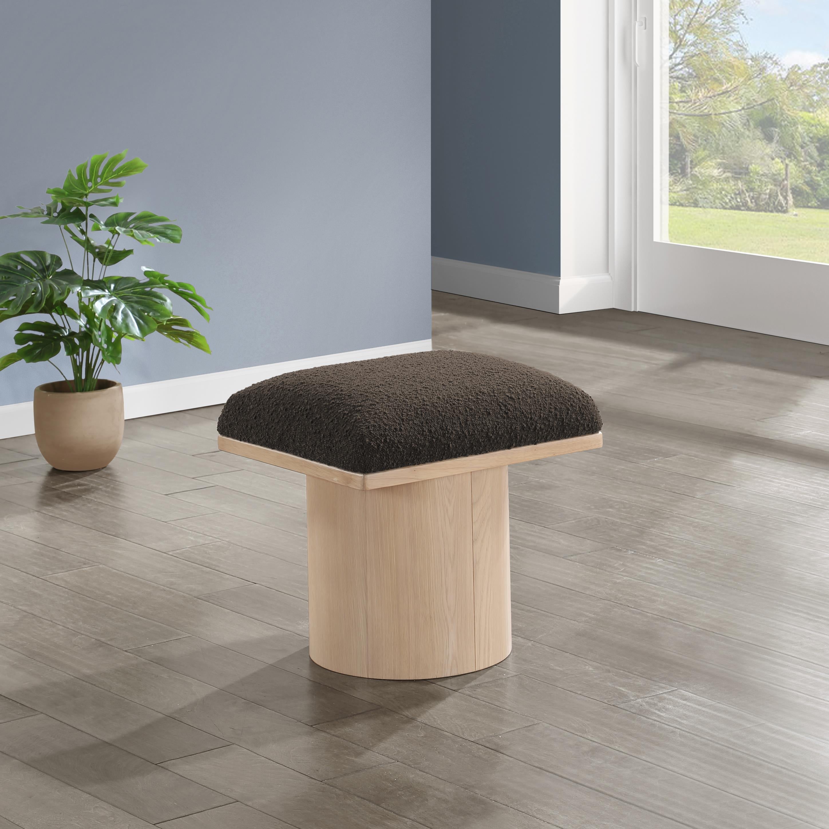 Meridian Pavilion Brown Boucle Fabric Bench/Stool