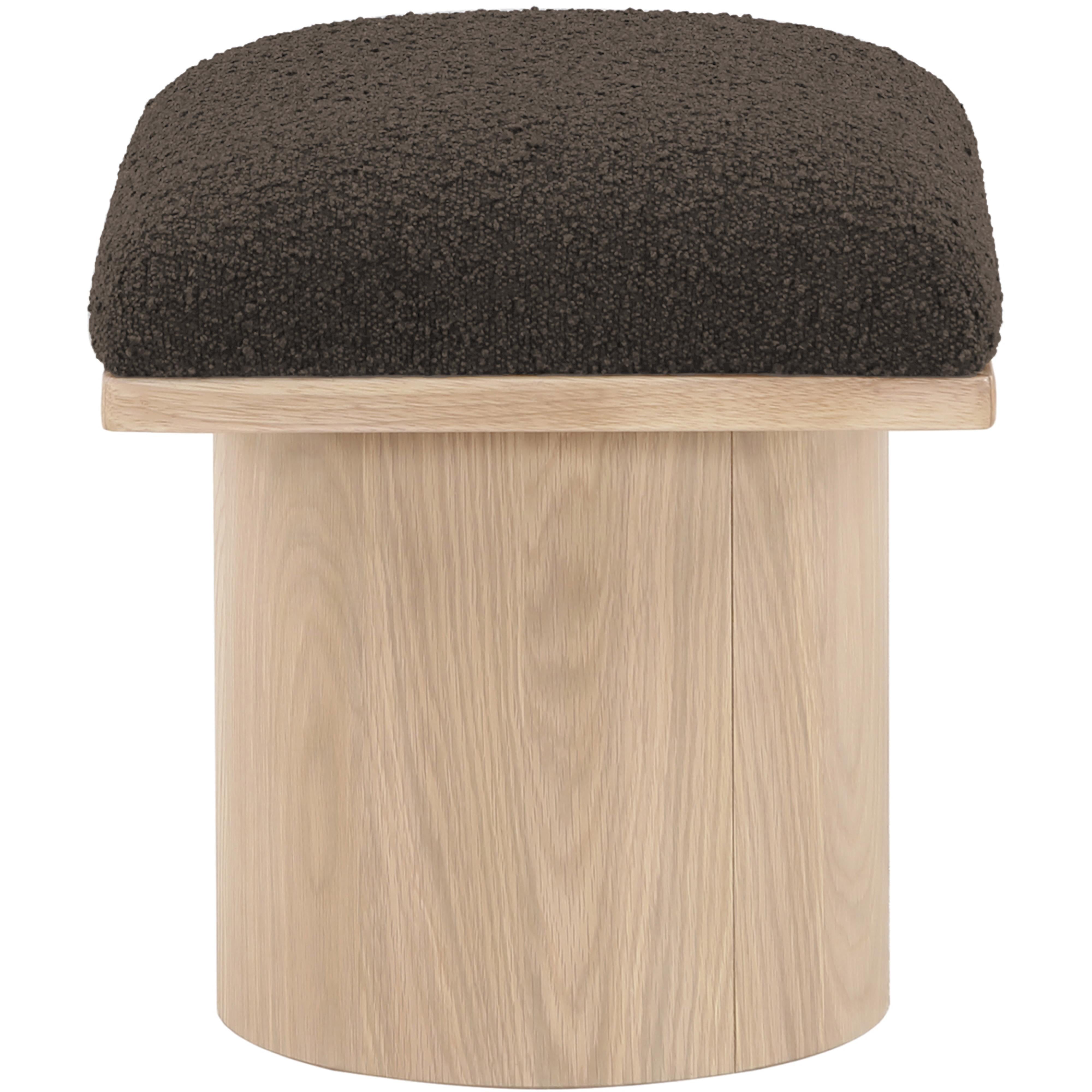 Meridian Pavilion Brown Boucle Fabric Bench/Stool