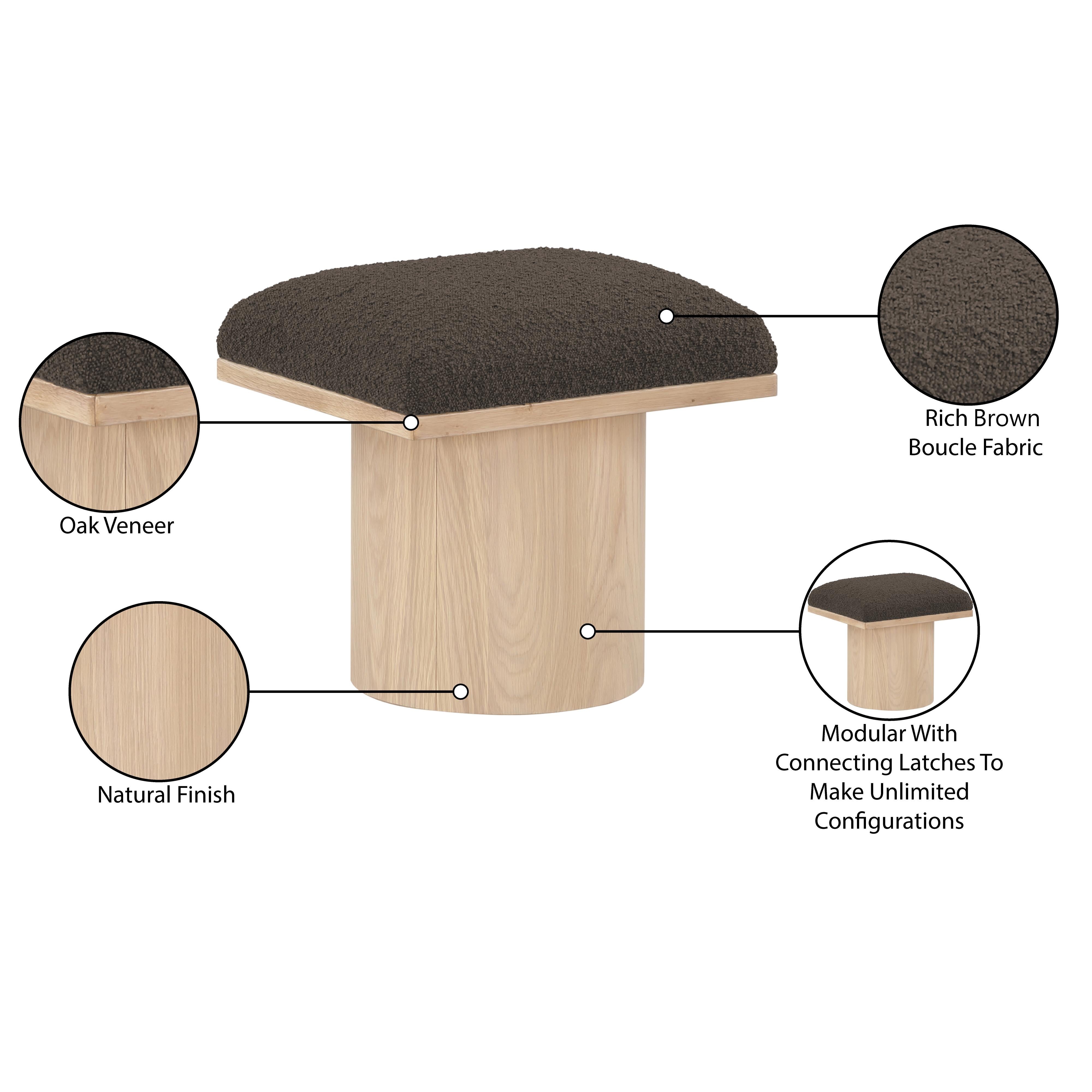 Meridian Pavilion Brown Boucle Fabric Bench/Stool