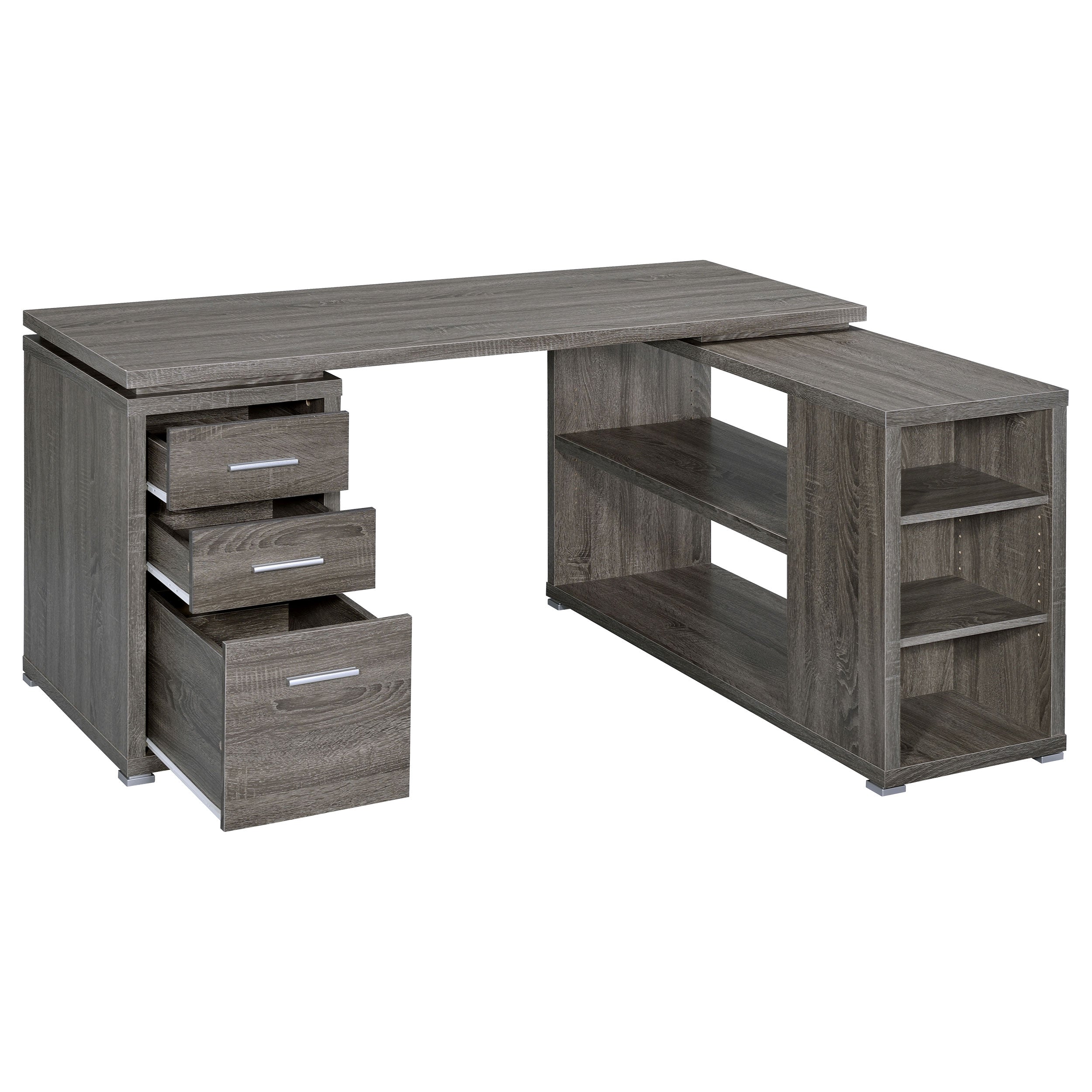 Yvette 60-inch 3-drawer L-Shape Computer Desk Cappuccino