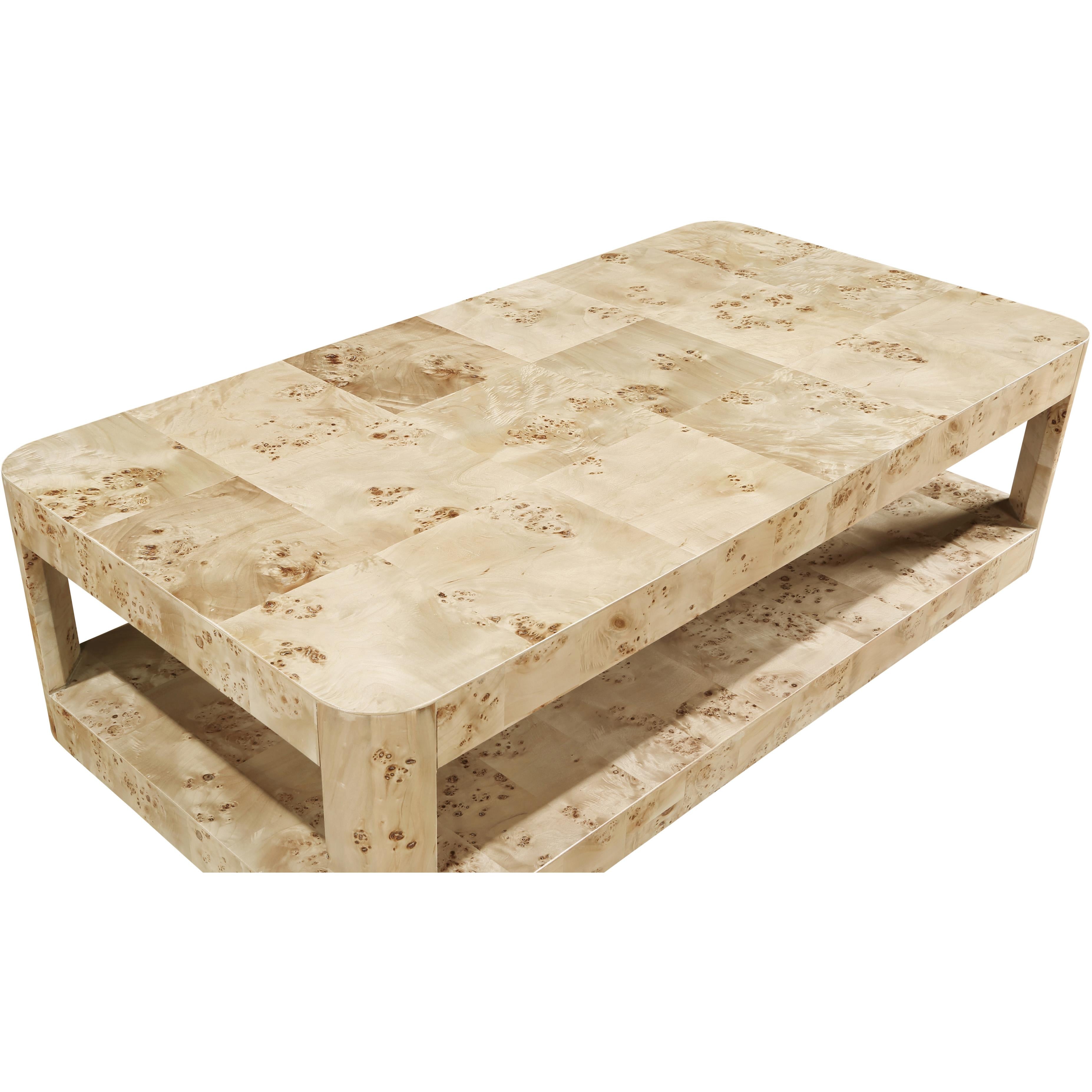 Meridian Reeves Natural Burl Wood Coffee Table