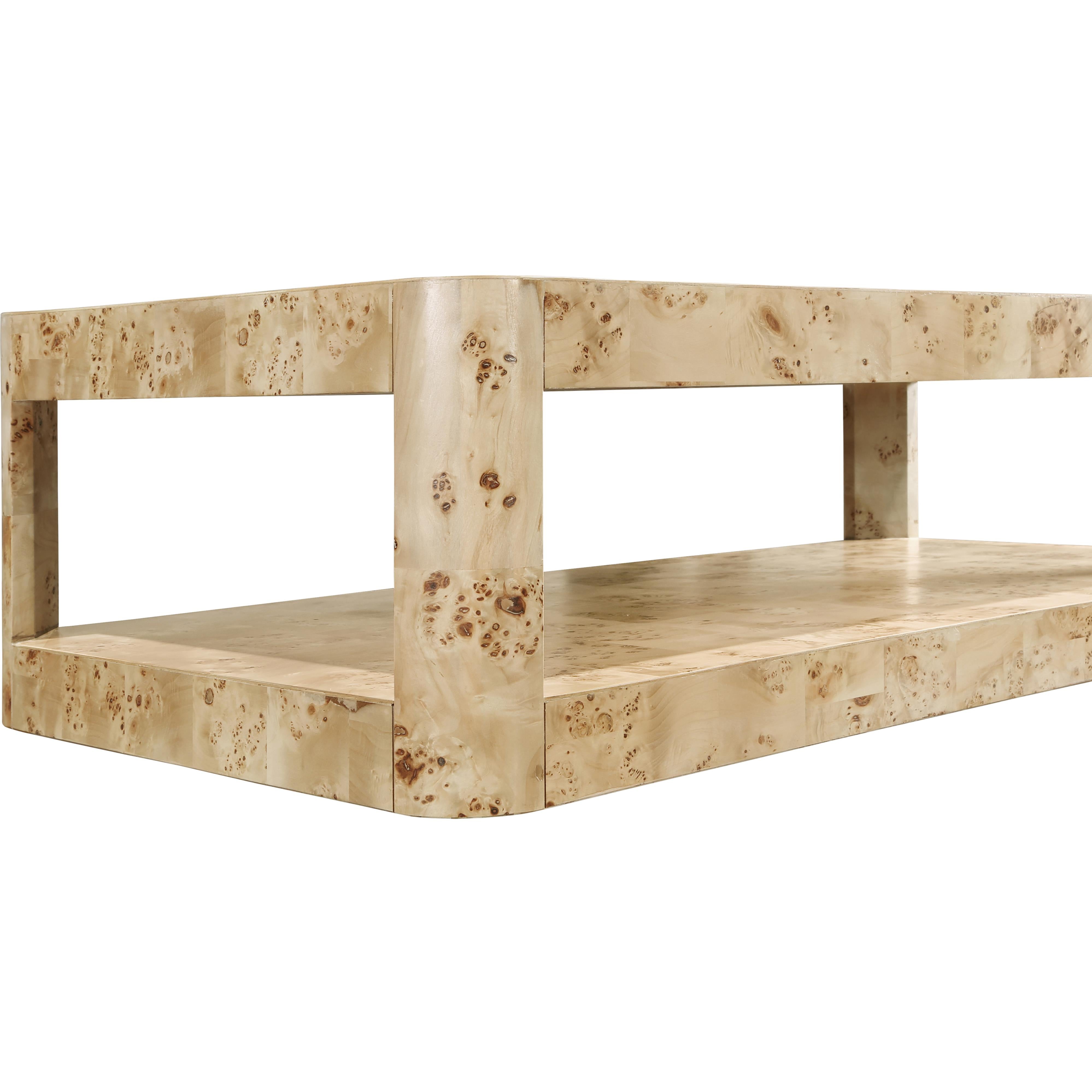 Meridian Reeves Natural Burl Wood Coffee Table