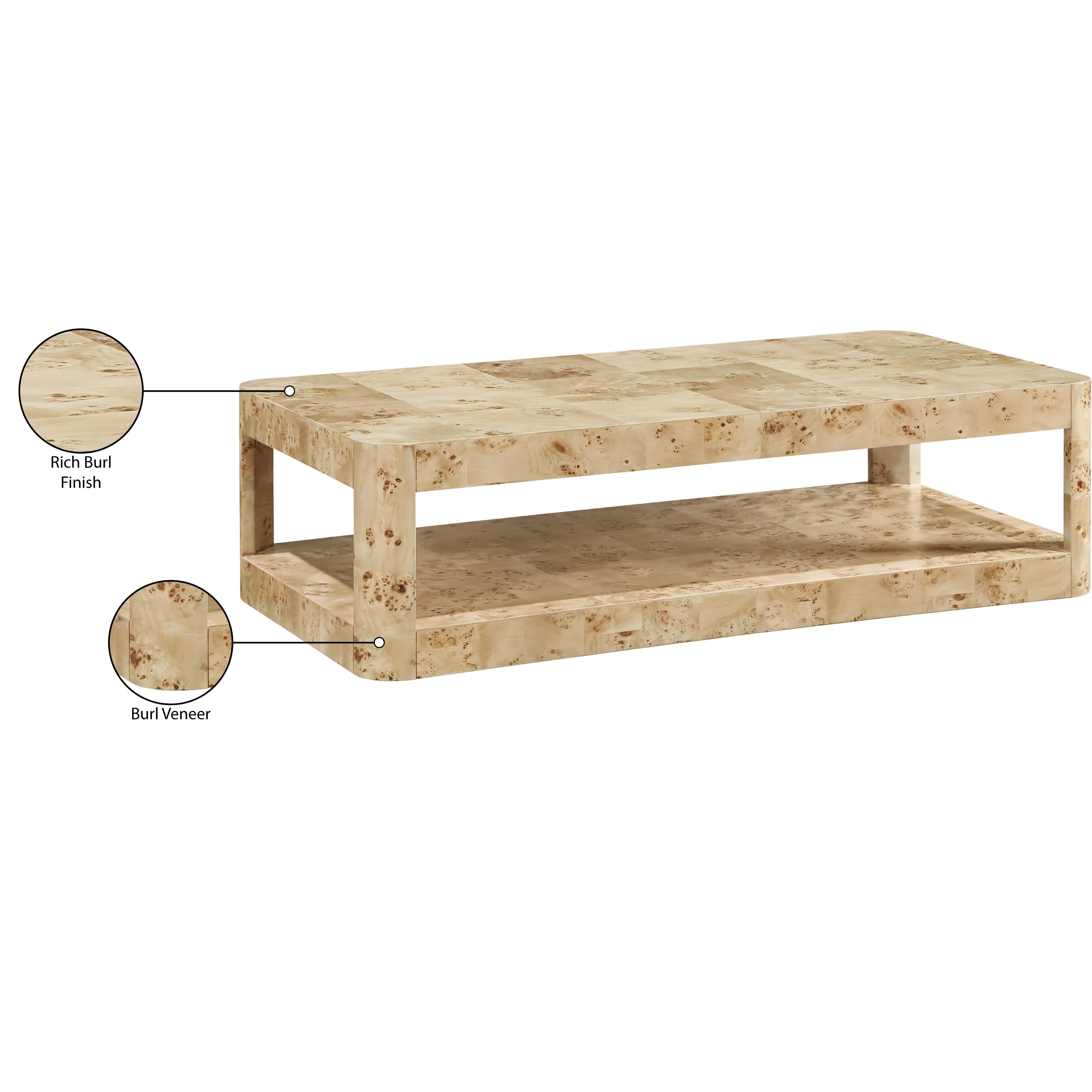 Meridian Reeves Natural Burl Wood Coffee Table
