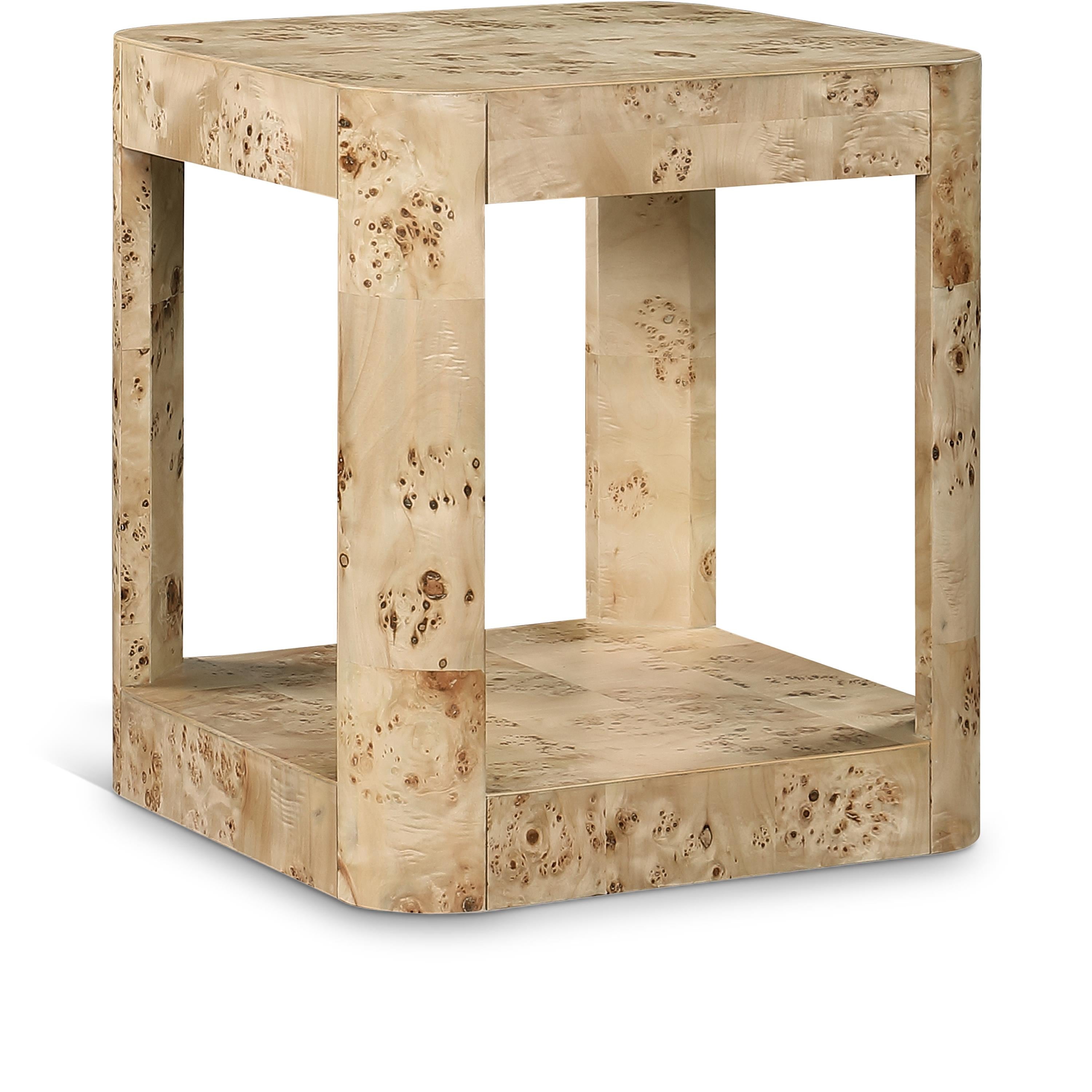 Meridian Reeves Natural Burl Wood End Table