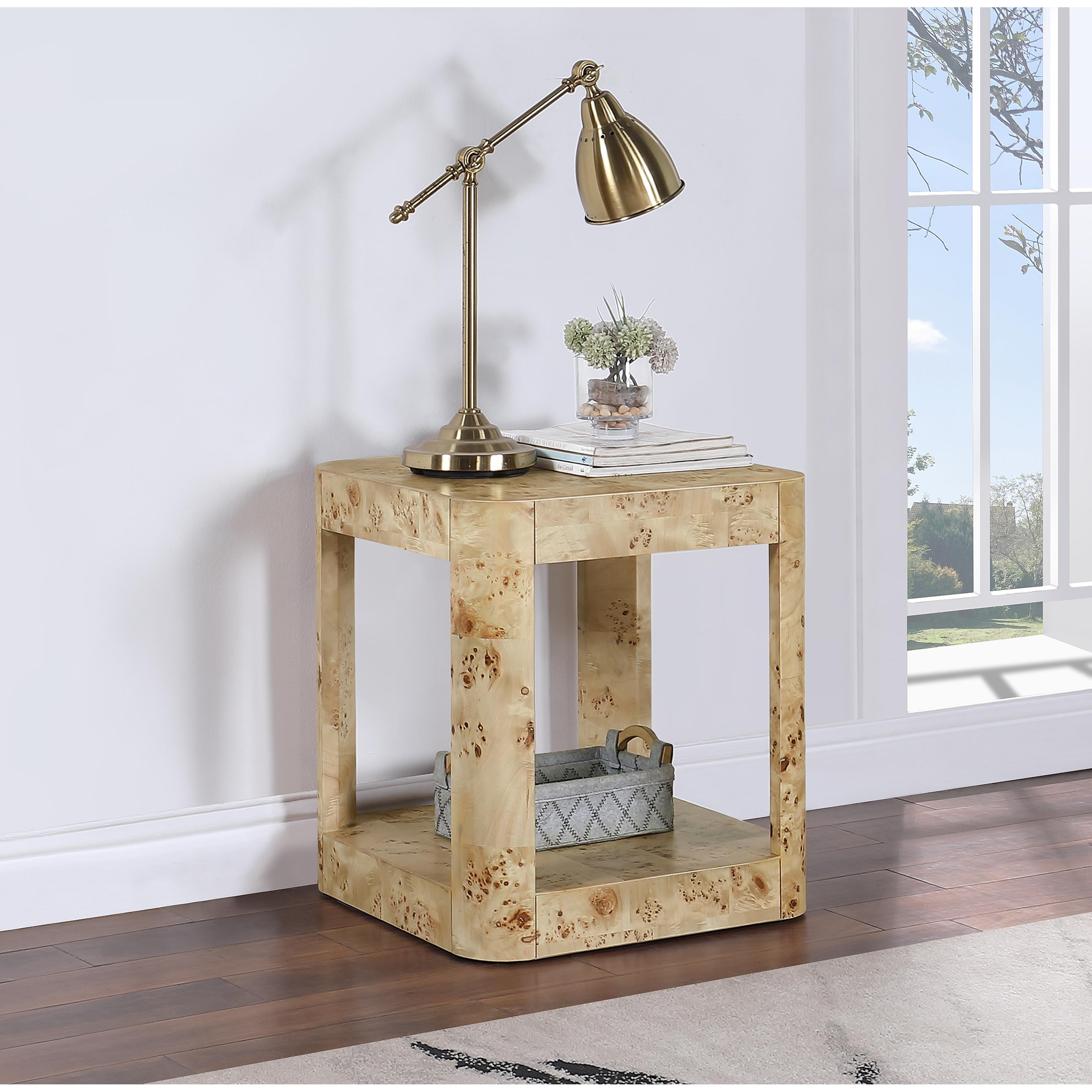 Meridian Reeves Natural Burl Wood End Table