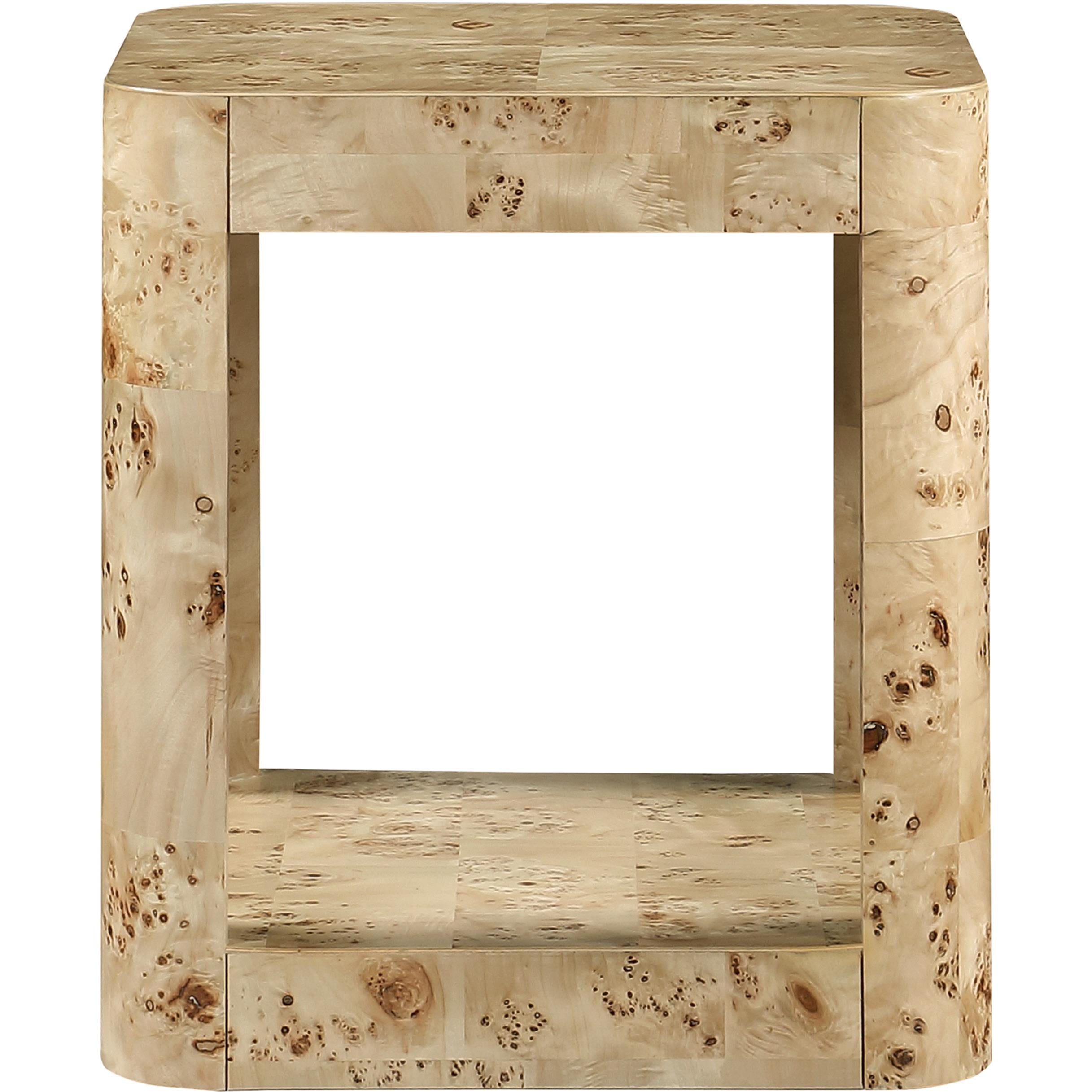 Meridian Reeves Natural Burl Wood End Table