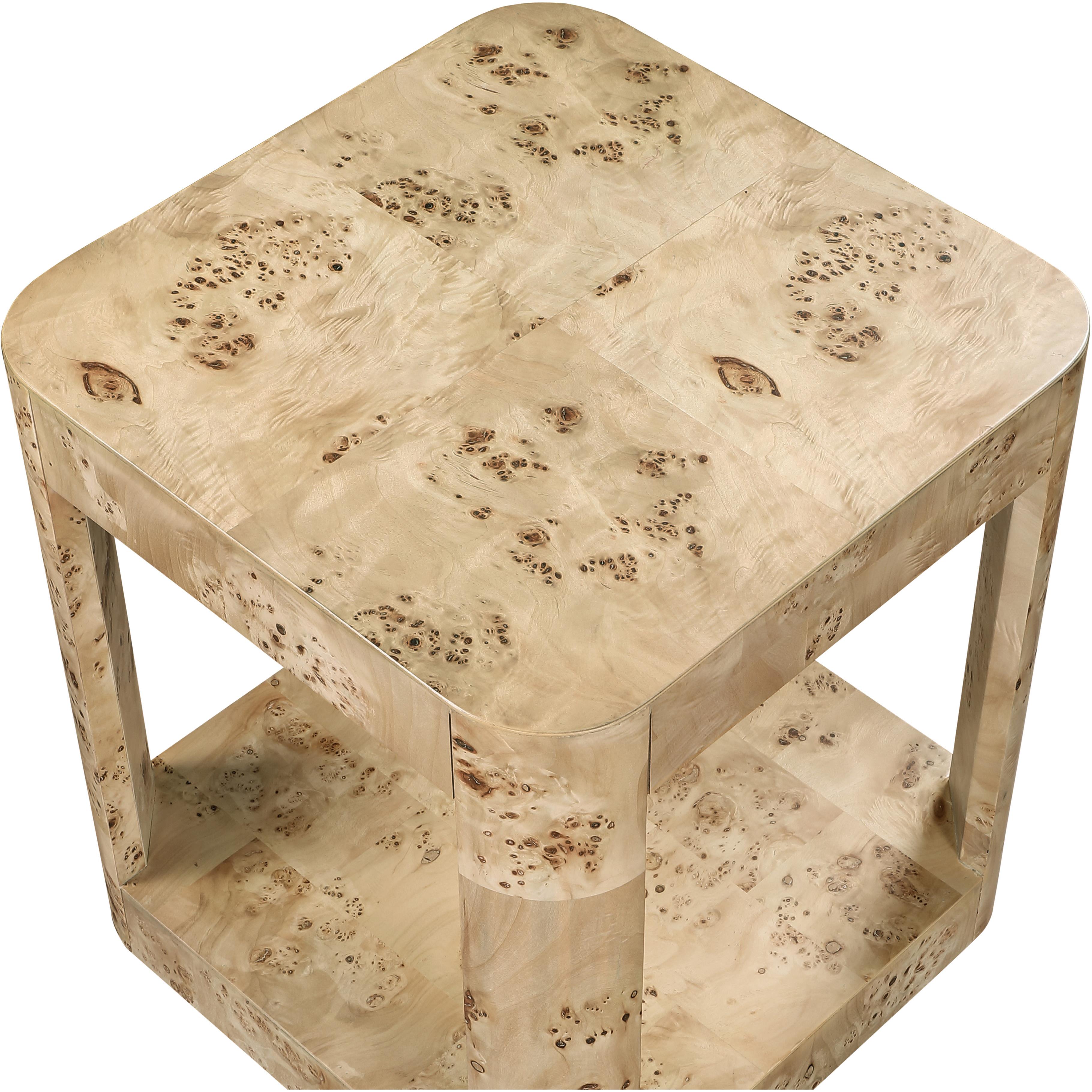 Meridian Reeves Natural Burl Wood End Table