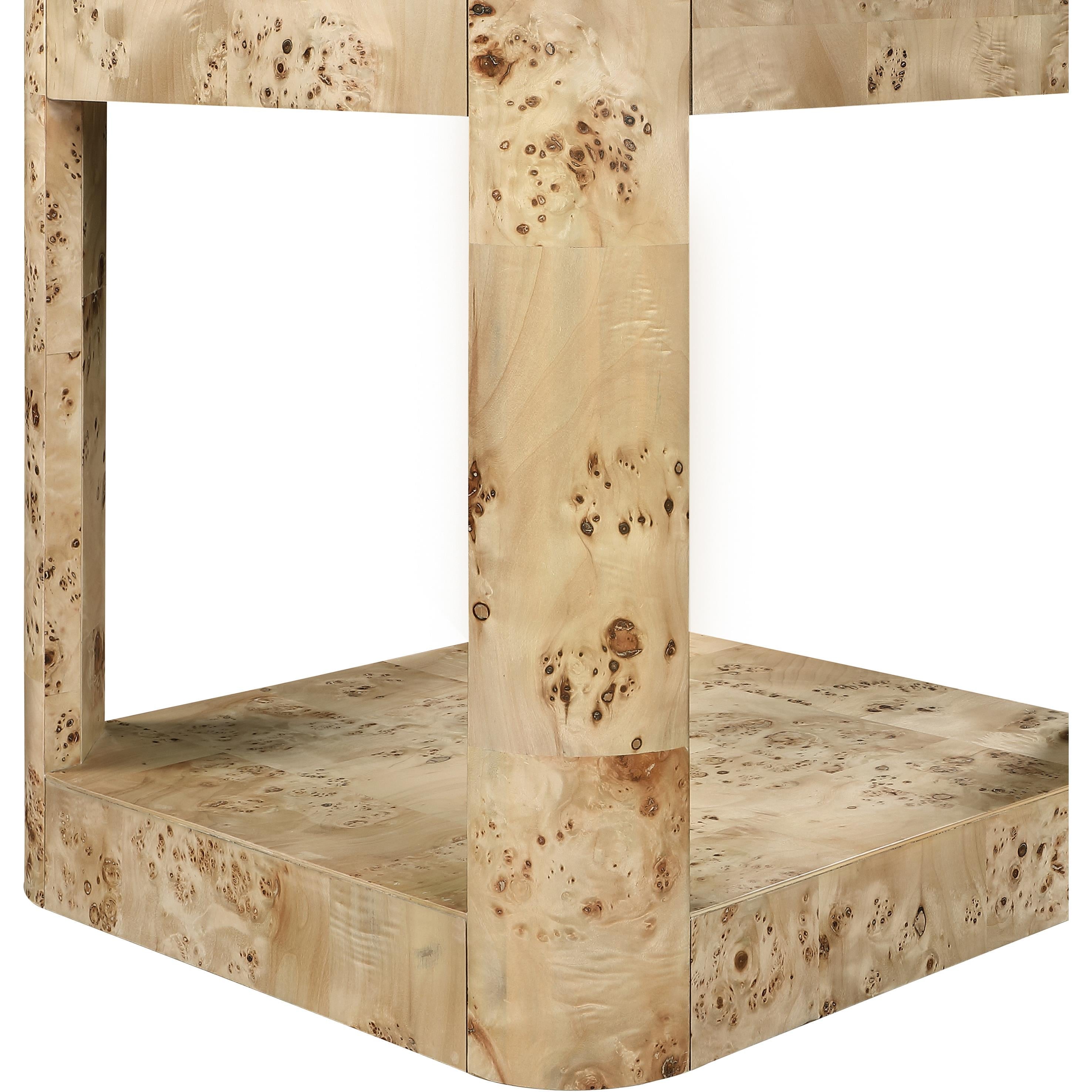 Meridian Reeves Natural Burl Wood End Table