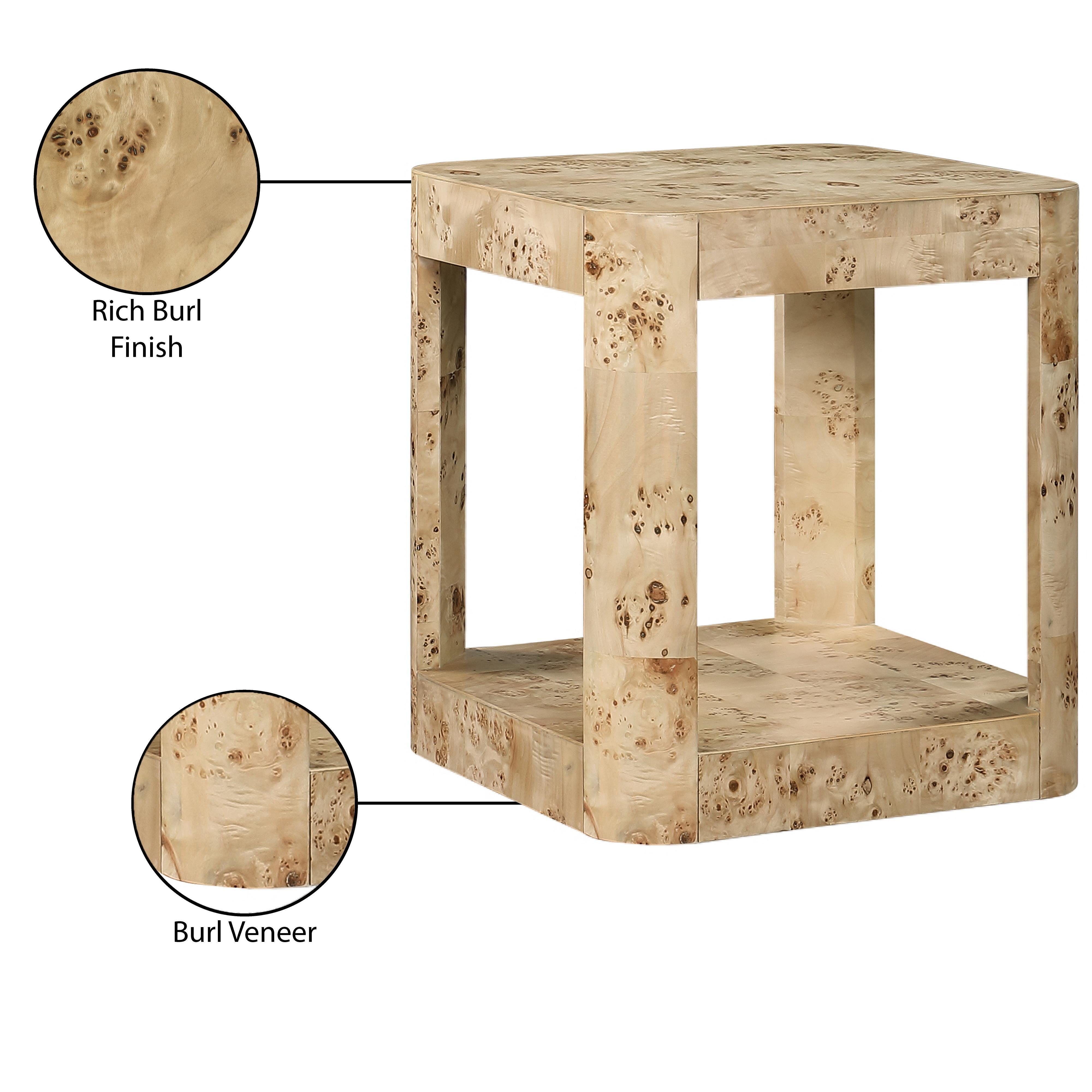Meridian Reeves Natural Burl Wood End Table