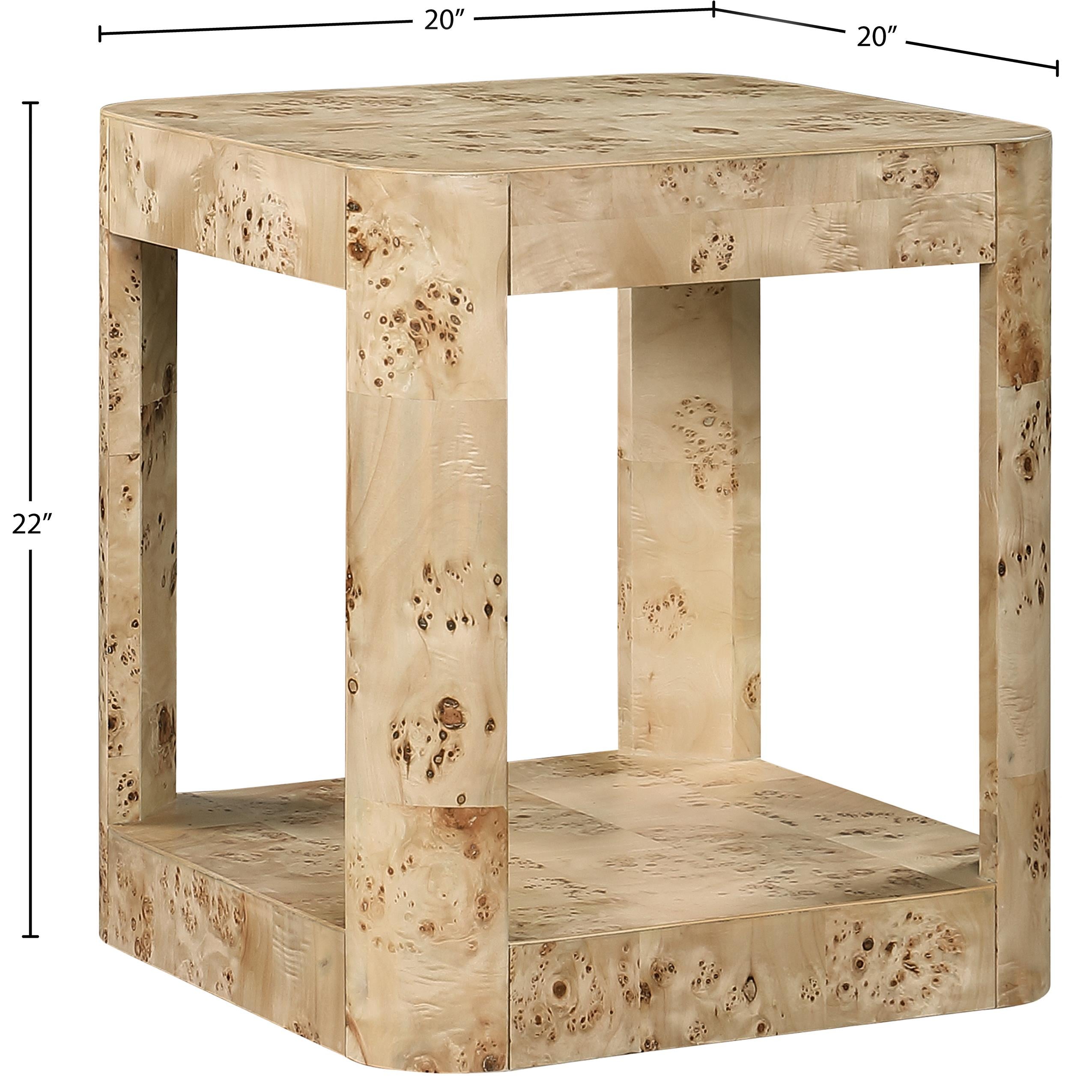 Meridian Reeves Natural Burl Wood End Table
