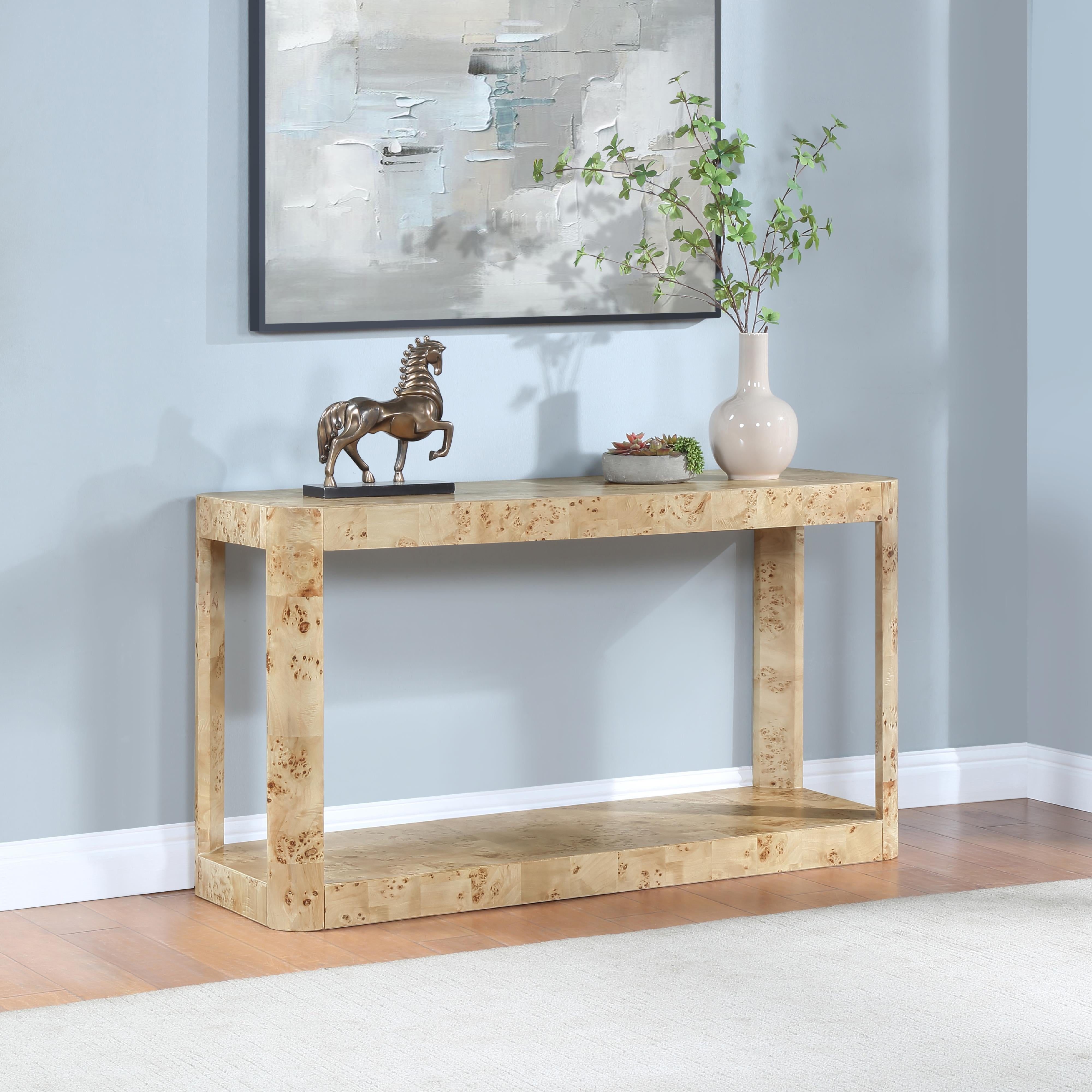 Meridian Reeves Natural Burl Wood Console Table