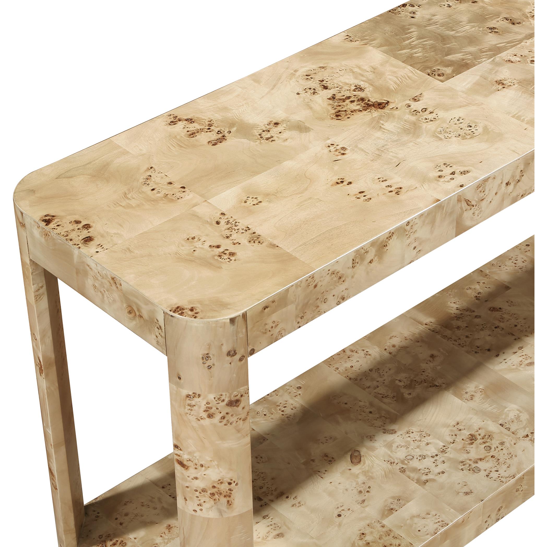 Meridian Reeves Natural Burl Wood Console Table