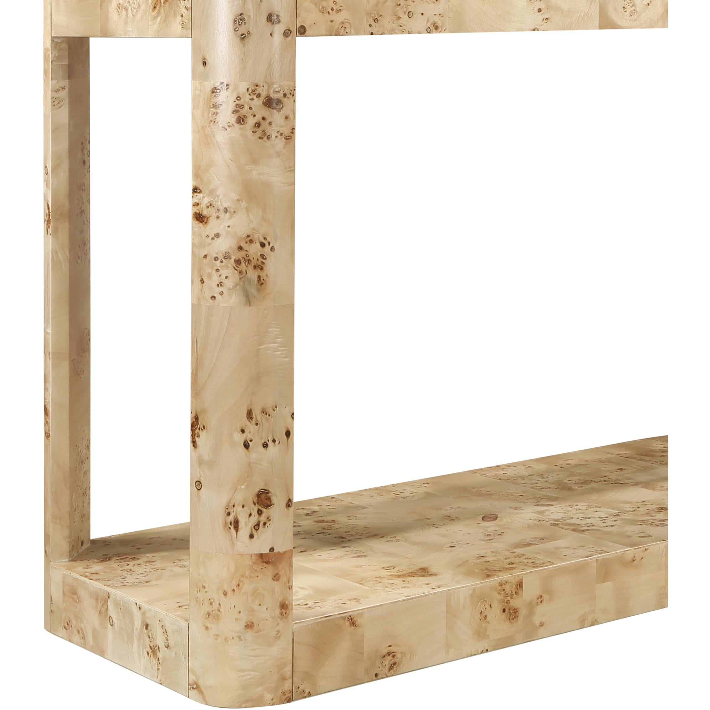 Meridian Reeves Natural Burl Wood Console Table