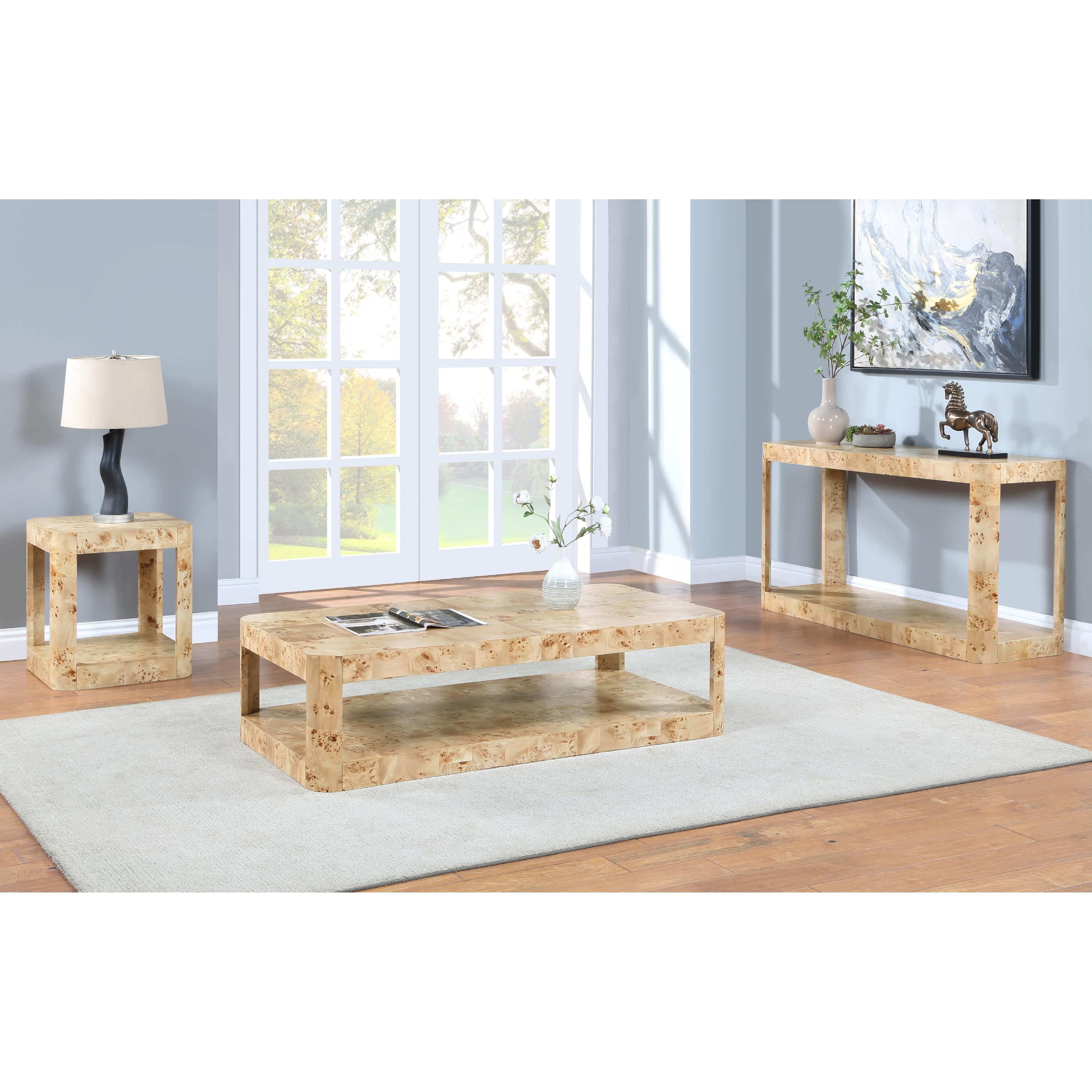 Meridian Reeves Natural Burl Wood Console Table