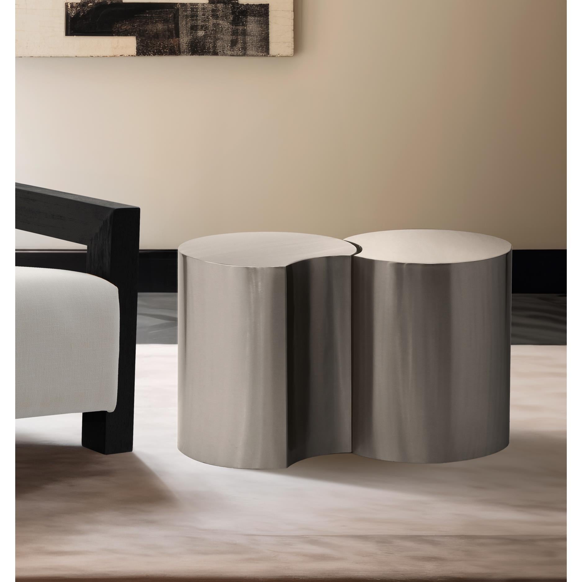 Meridian Dimple Silver End Table