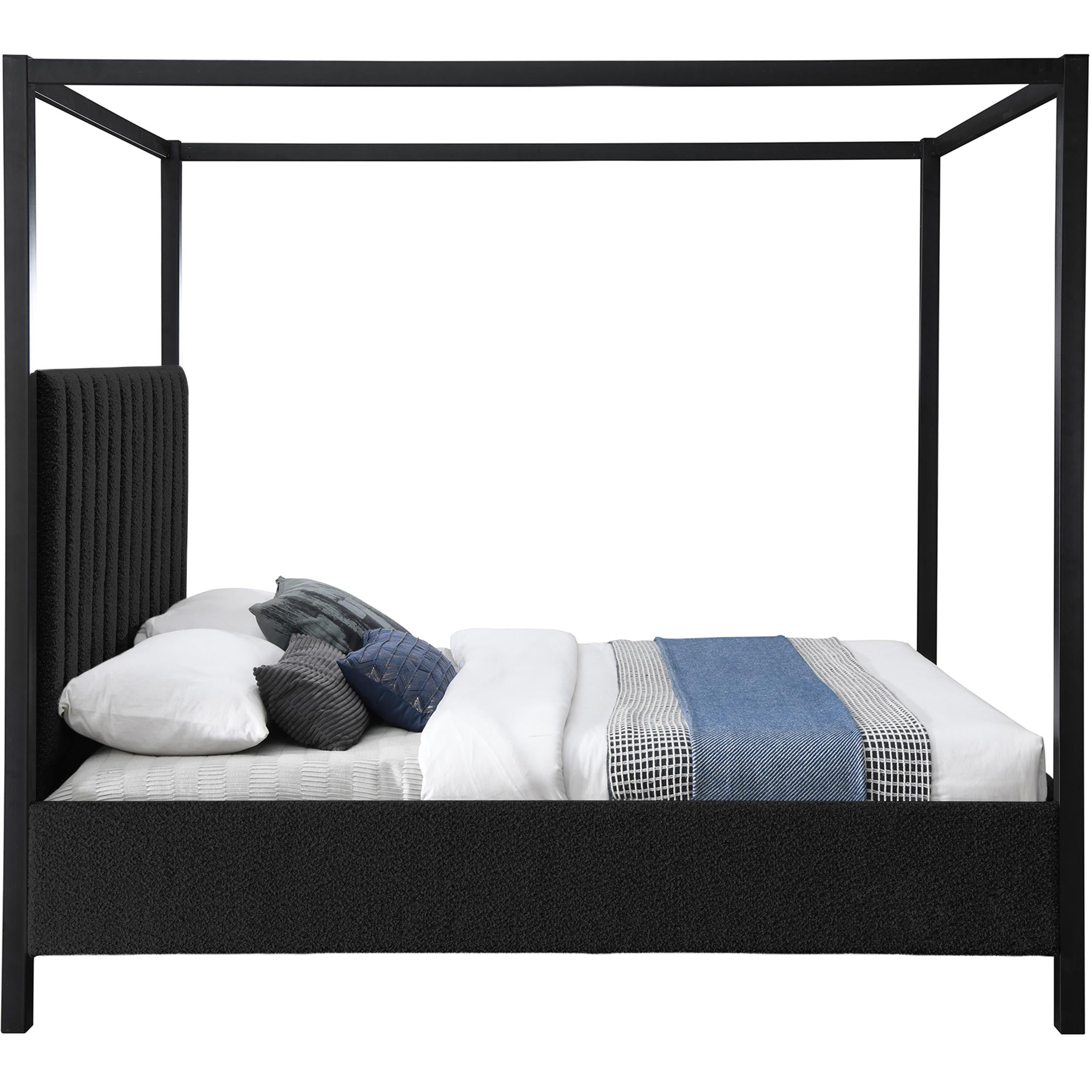 Meridian Kelly Black Boucle Fabric Full Bed (3 Boxes)