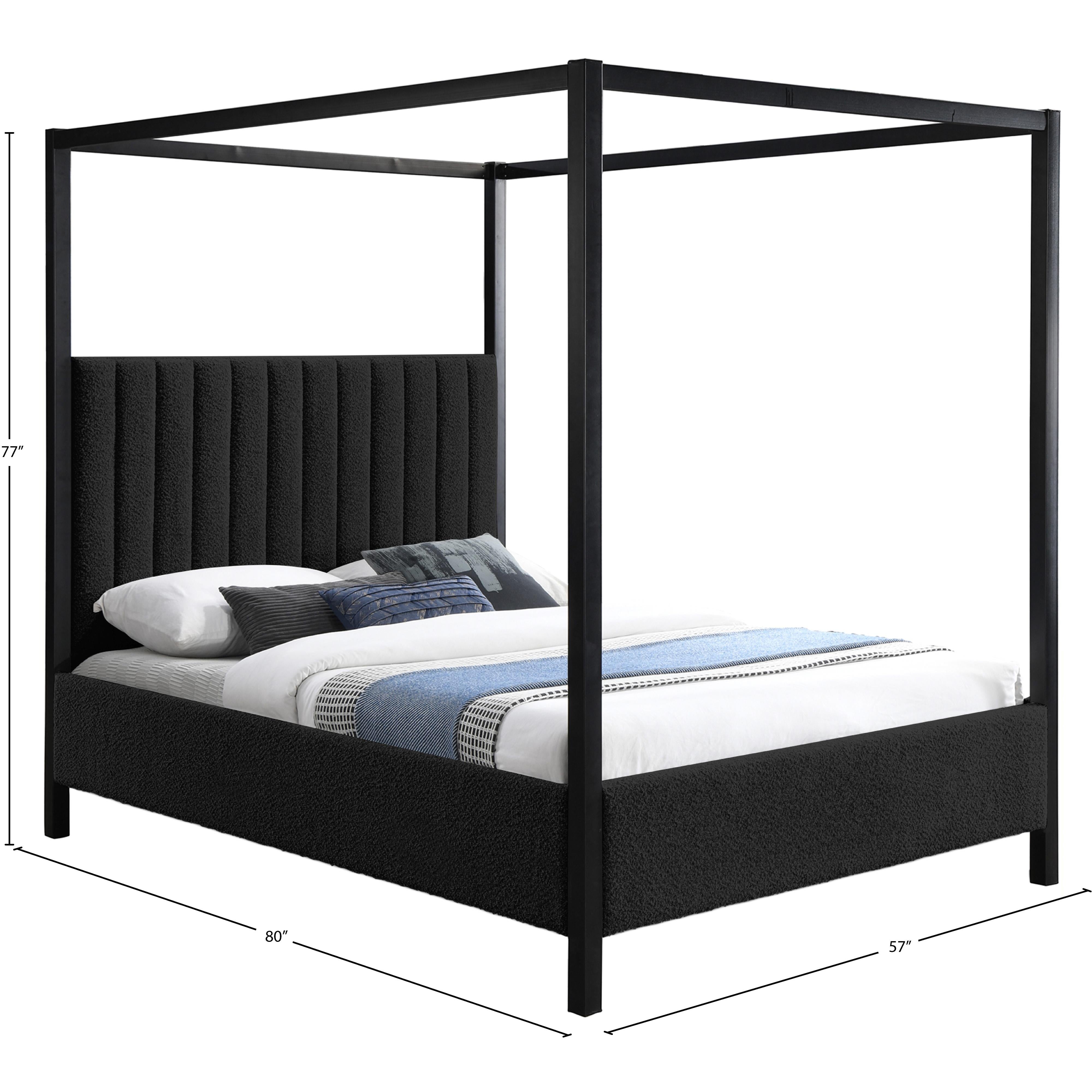 Meridian Kelly Black Boucle Fabric Full Bed (3 Boxes)