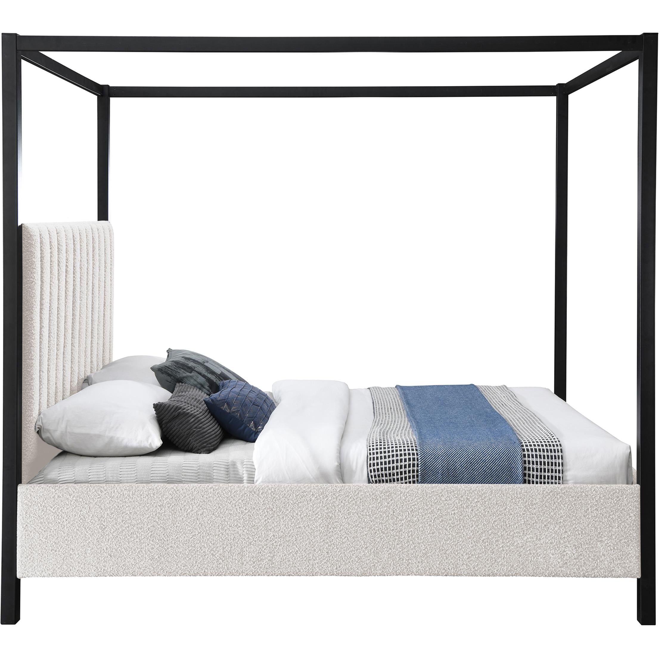 Meridian Kelly Cream Boucle Fabric Full Bed (3 Boxes)