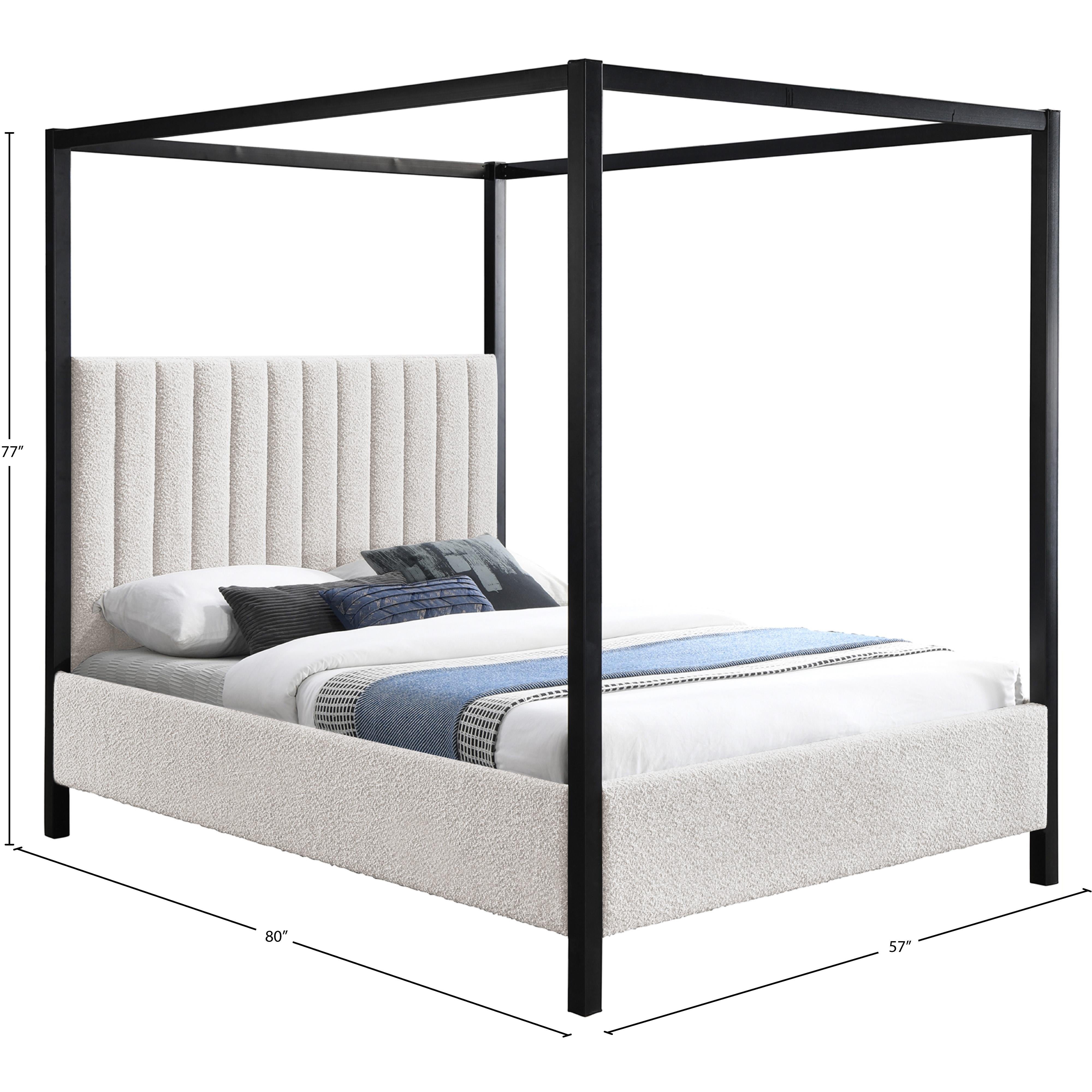 Meridian Kelly Cream Boucle Fabric Full Bed (3 Boxes)