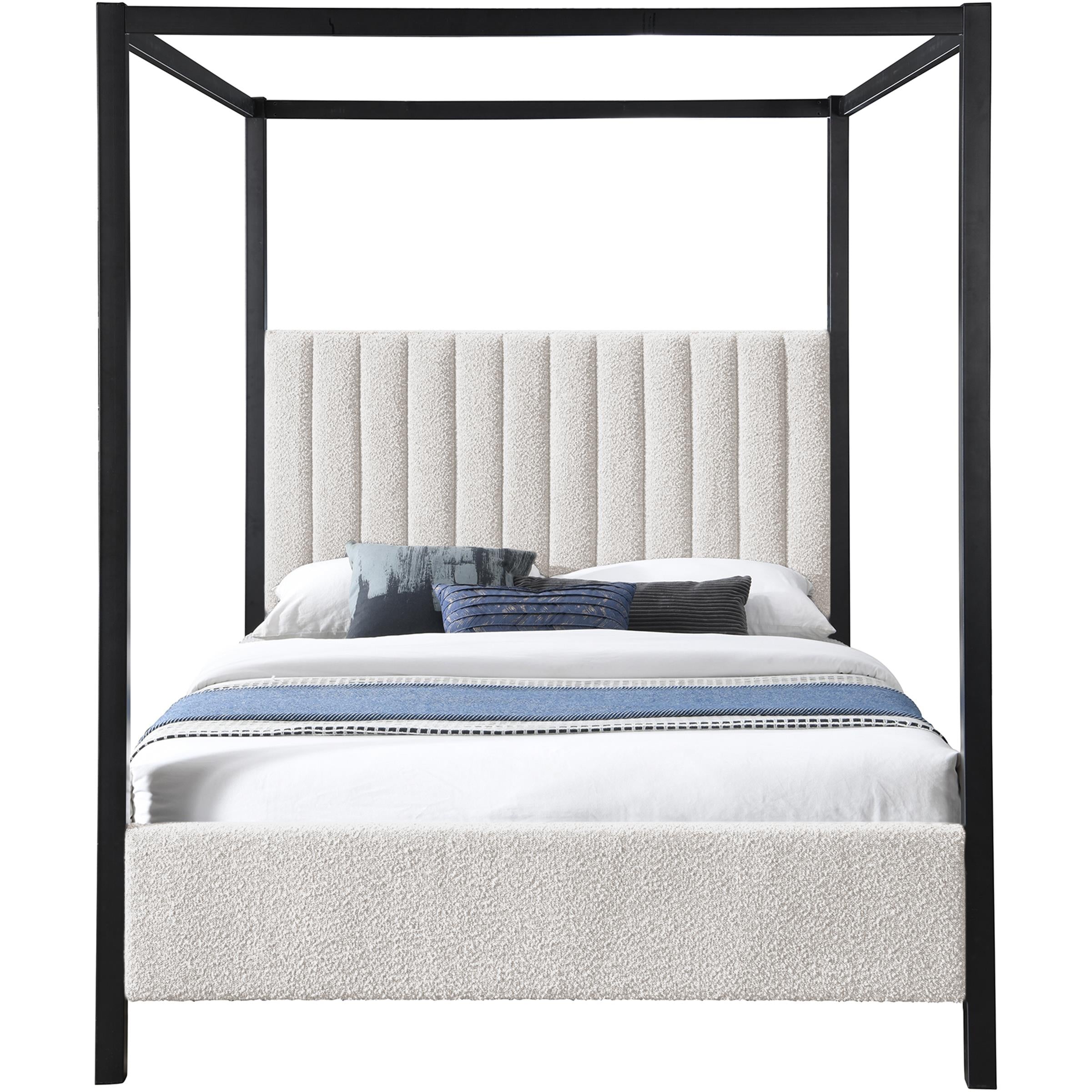 Meridian Kelly Cream Boucle Fabric King Bed (3 Boxes)