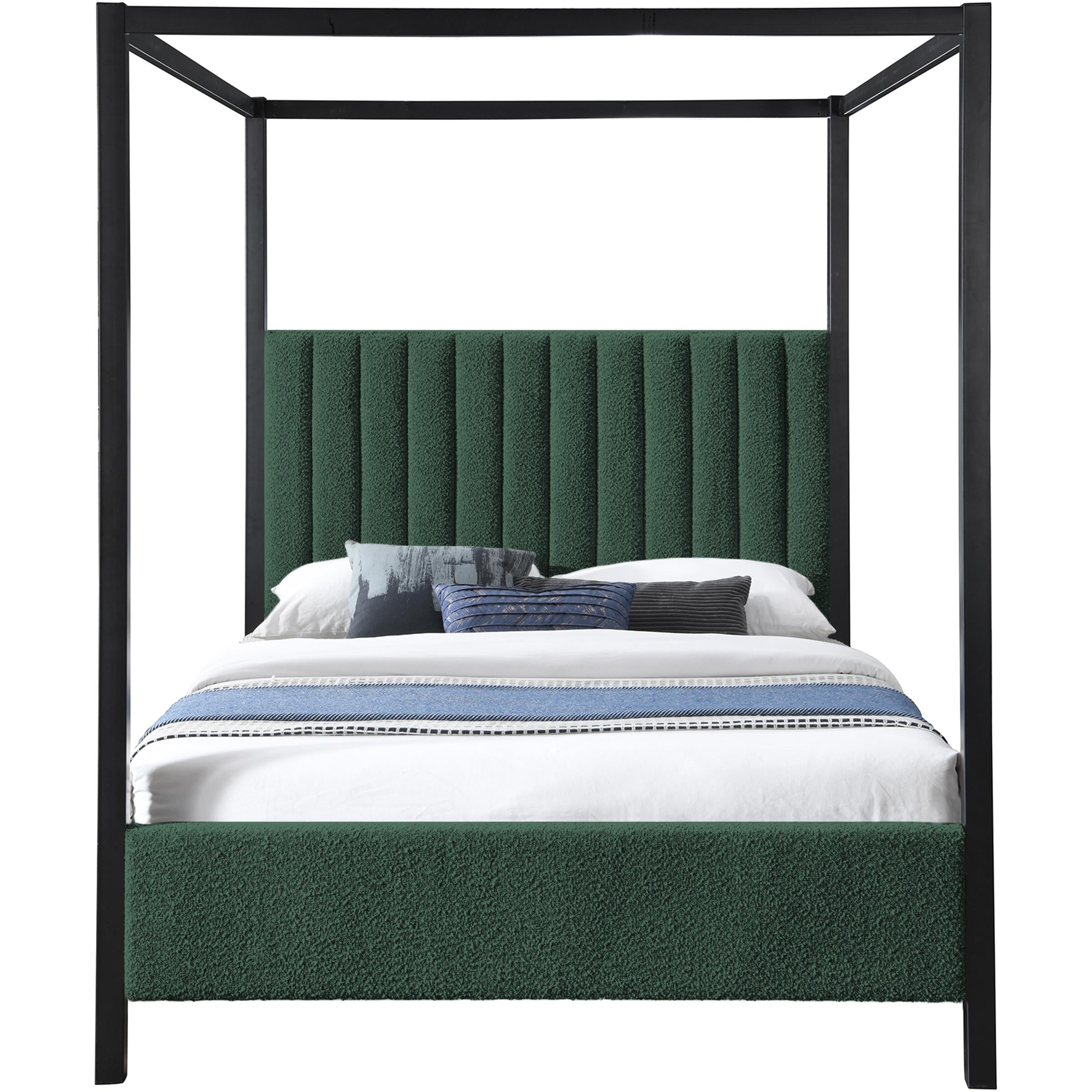 Meridian Kelly Green Boucle Fabric Full Bed (3 Boxes)