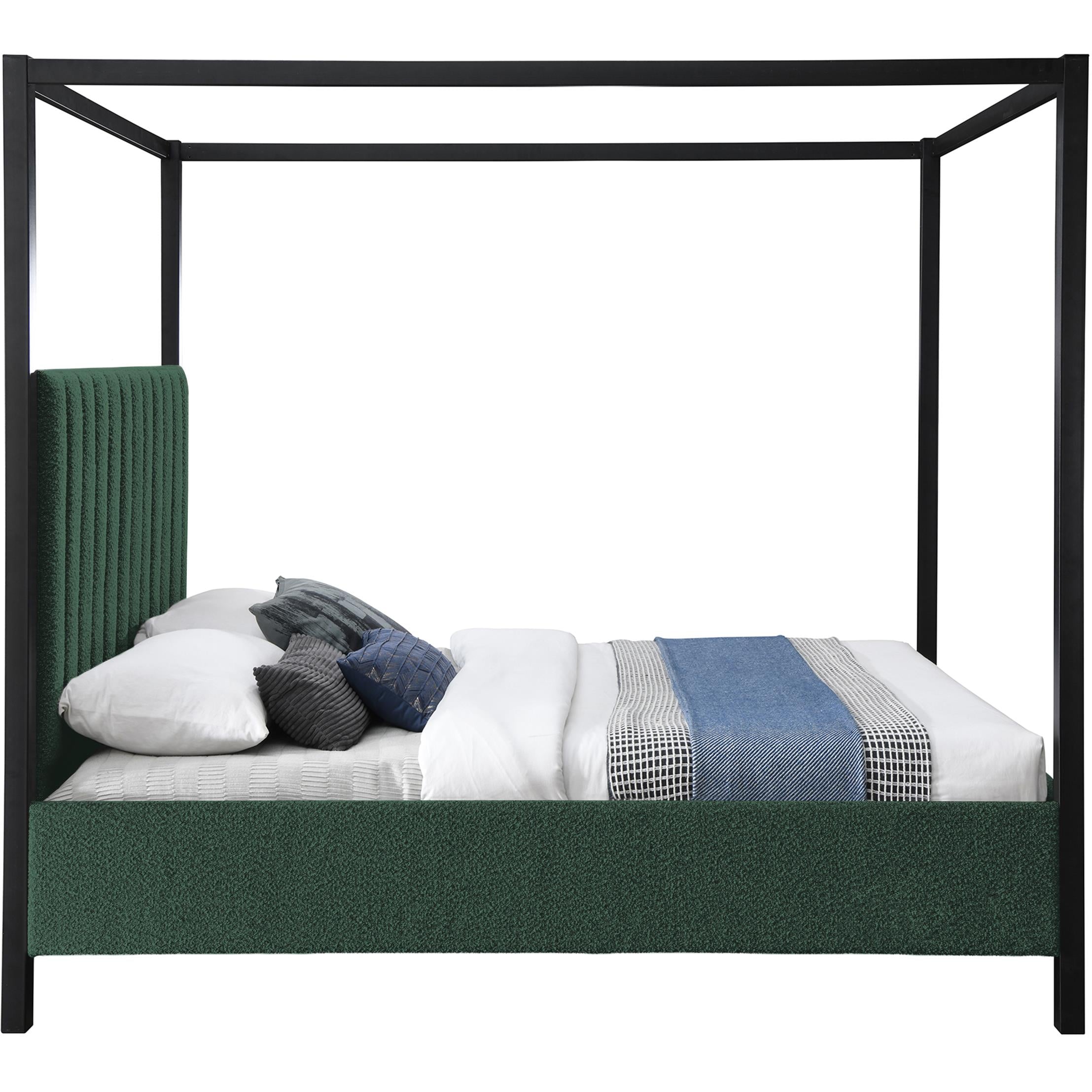 Meridian Kelly Green Boucle Fabric Full Bed (3 Boxes)