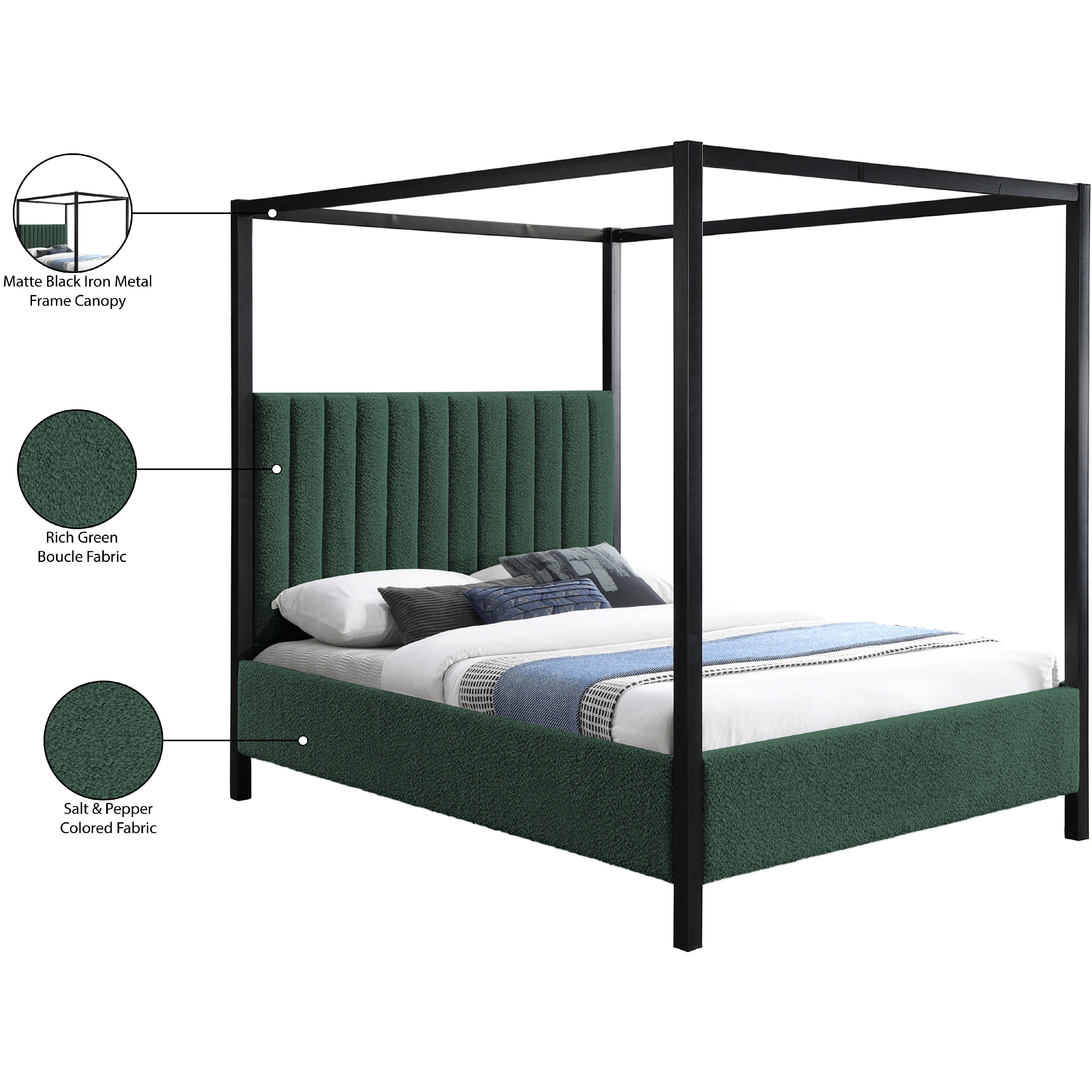 Meridian Kelly Green Boucle Fabric Full Bed (3 Boxes)