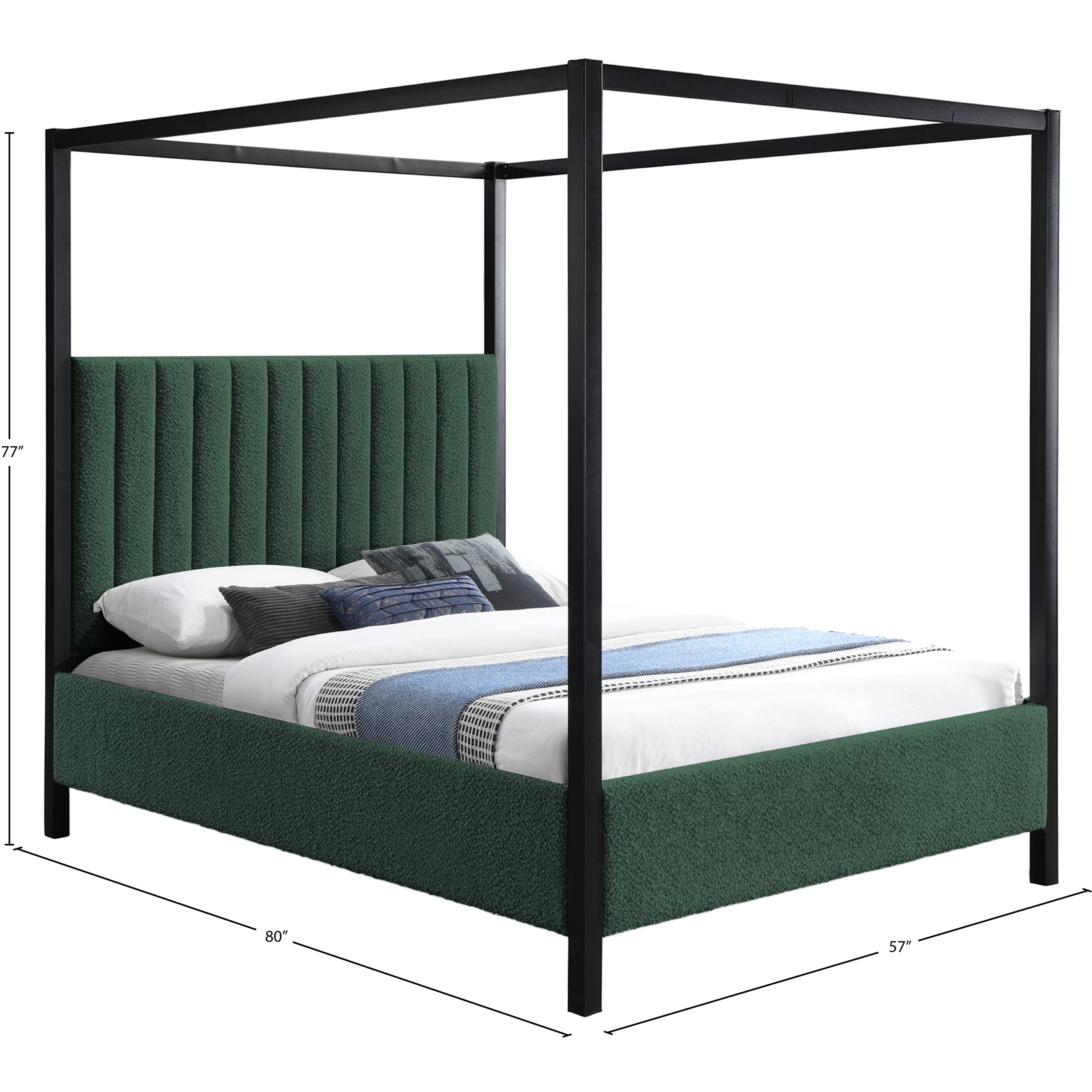 Meridian Kelly Green Boucle Fabric Full Bed (3 Boxes)