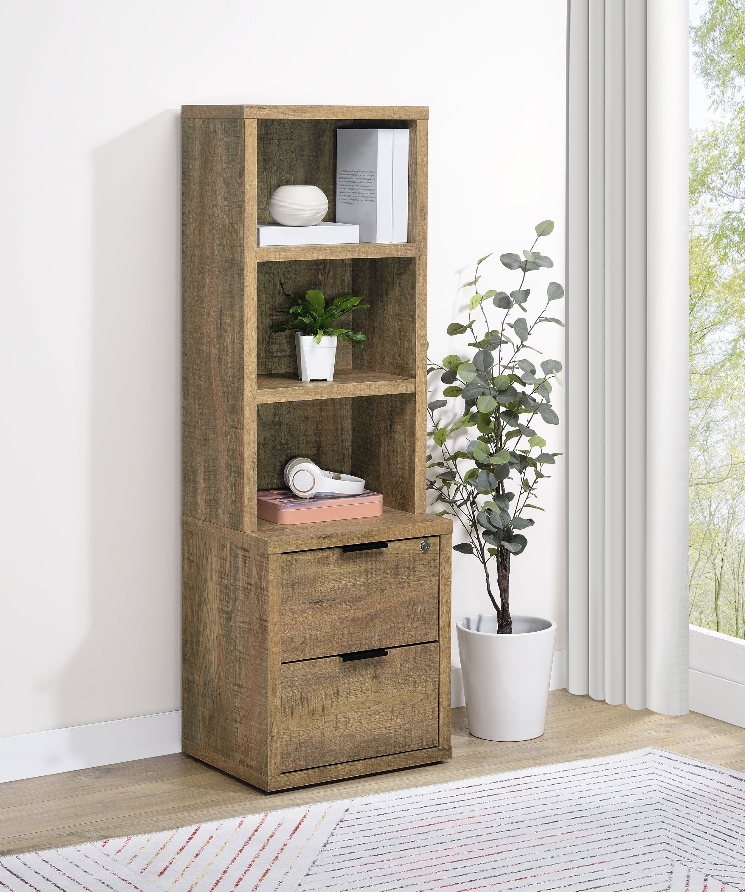 Westpark 3-shelf Bookcase USB and Lockable Drawer Black