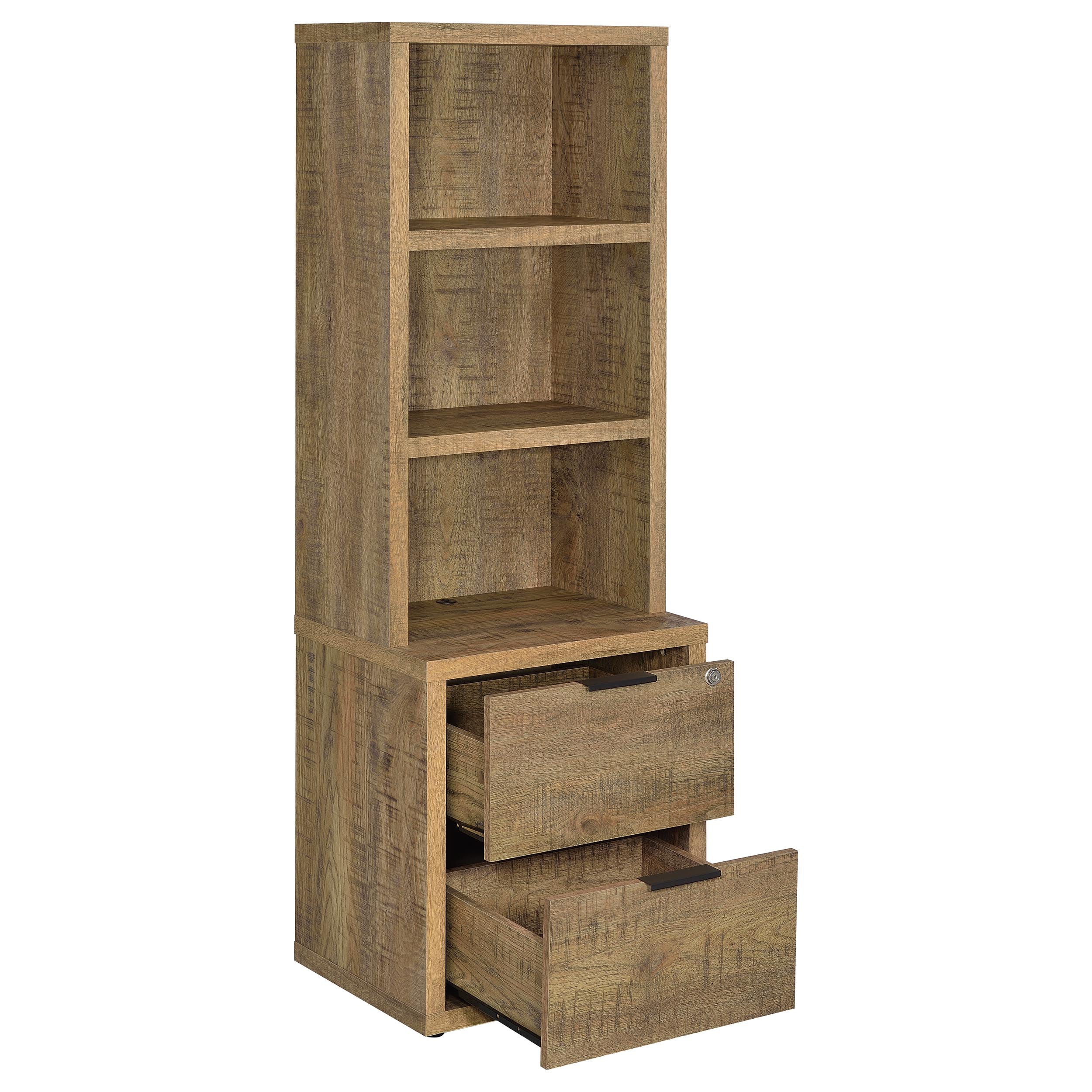 Westpark 3-shelf Bookcase USB and Lockable Drawer Black