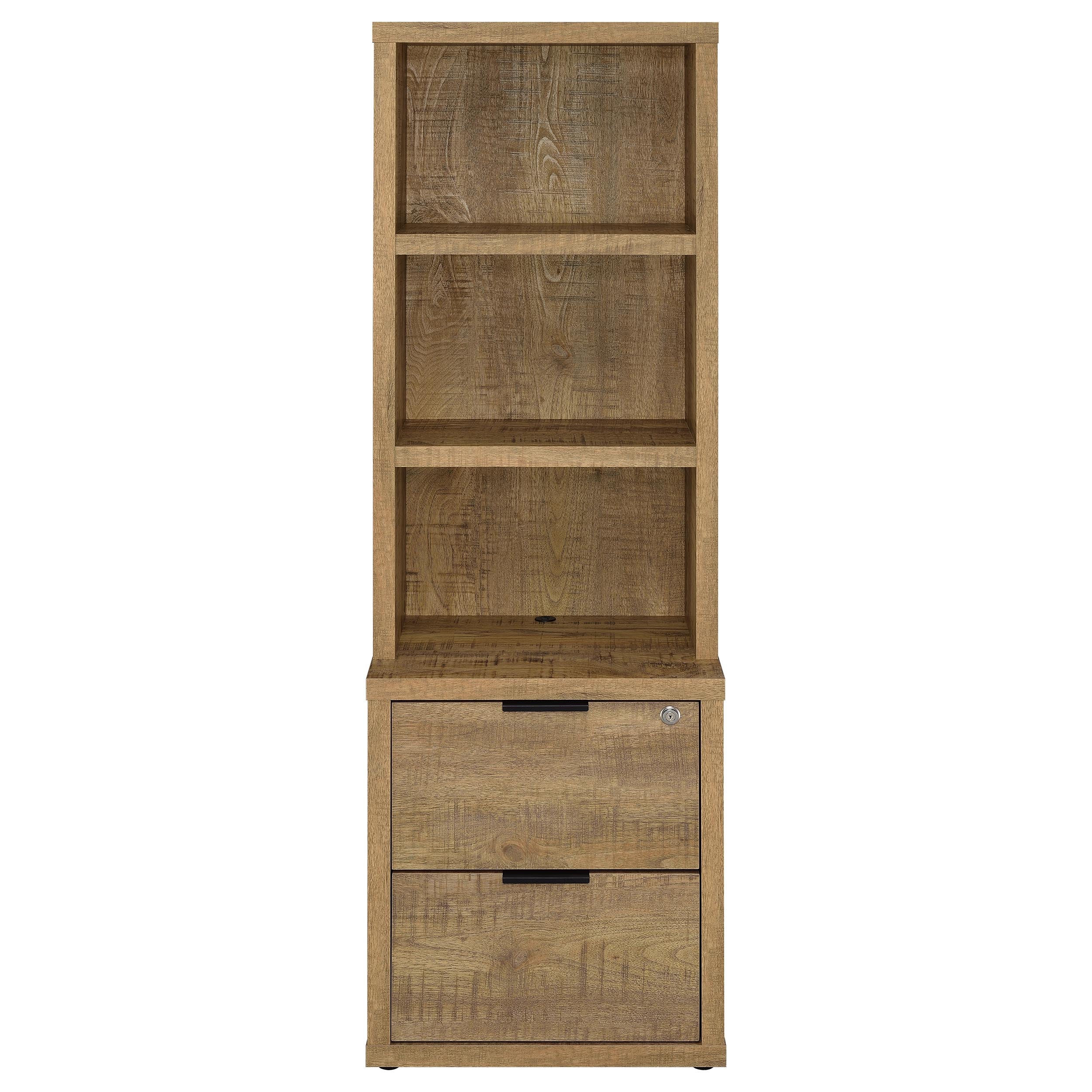 Westpark 3-shelf Bookcase USB and Lockable Drawer Black