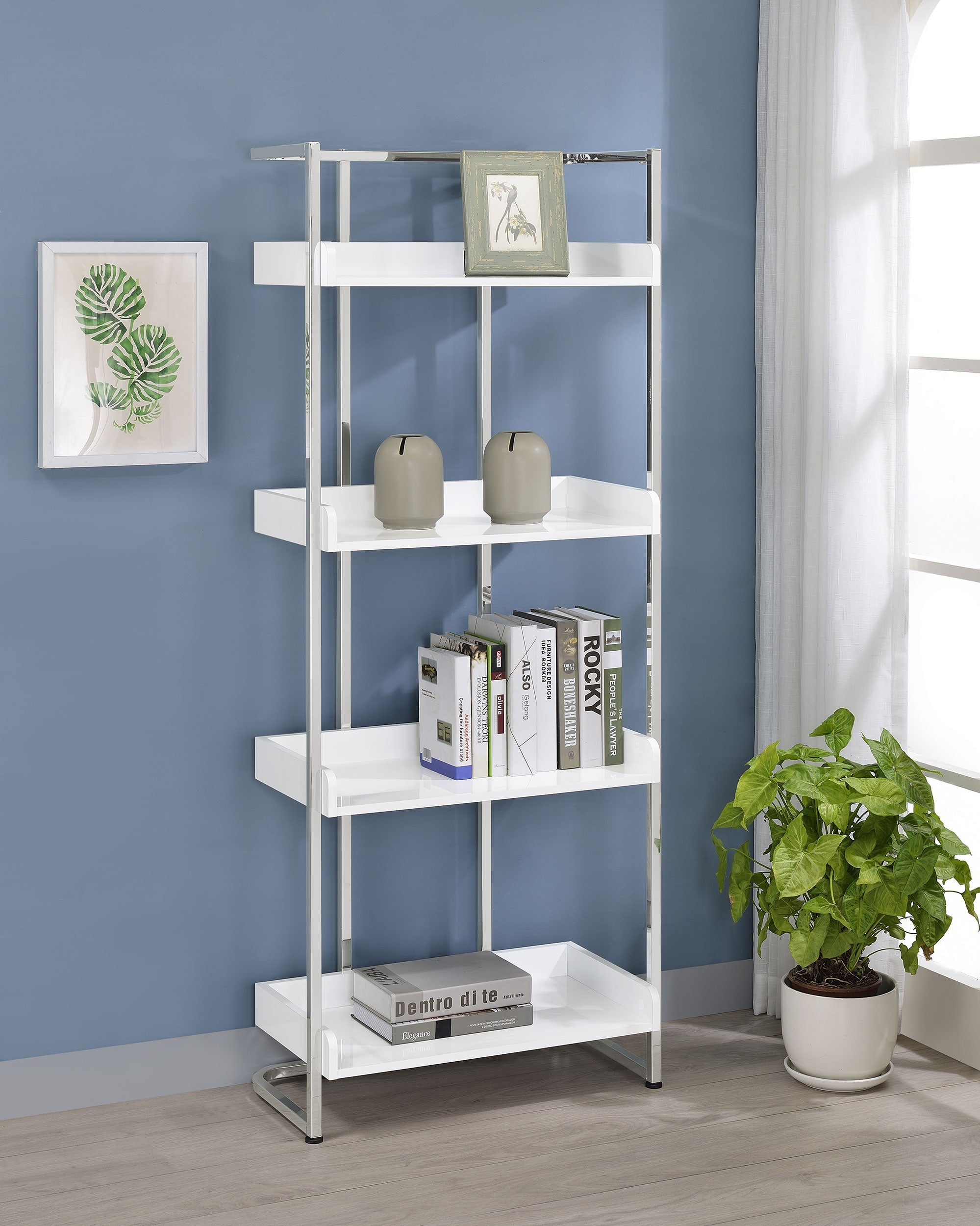 Ember 68-inch 4-shelf Bookshelf Dark Oak and Black