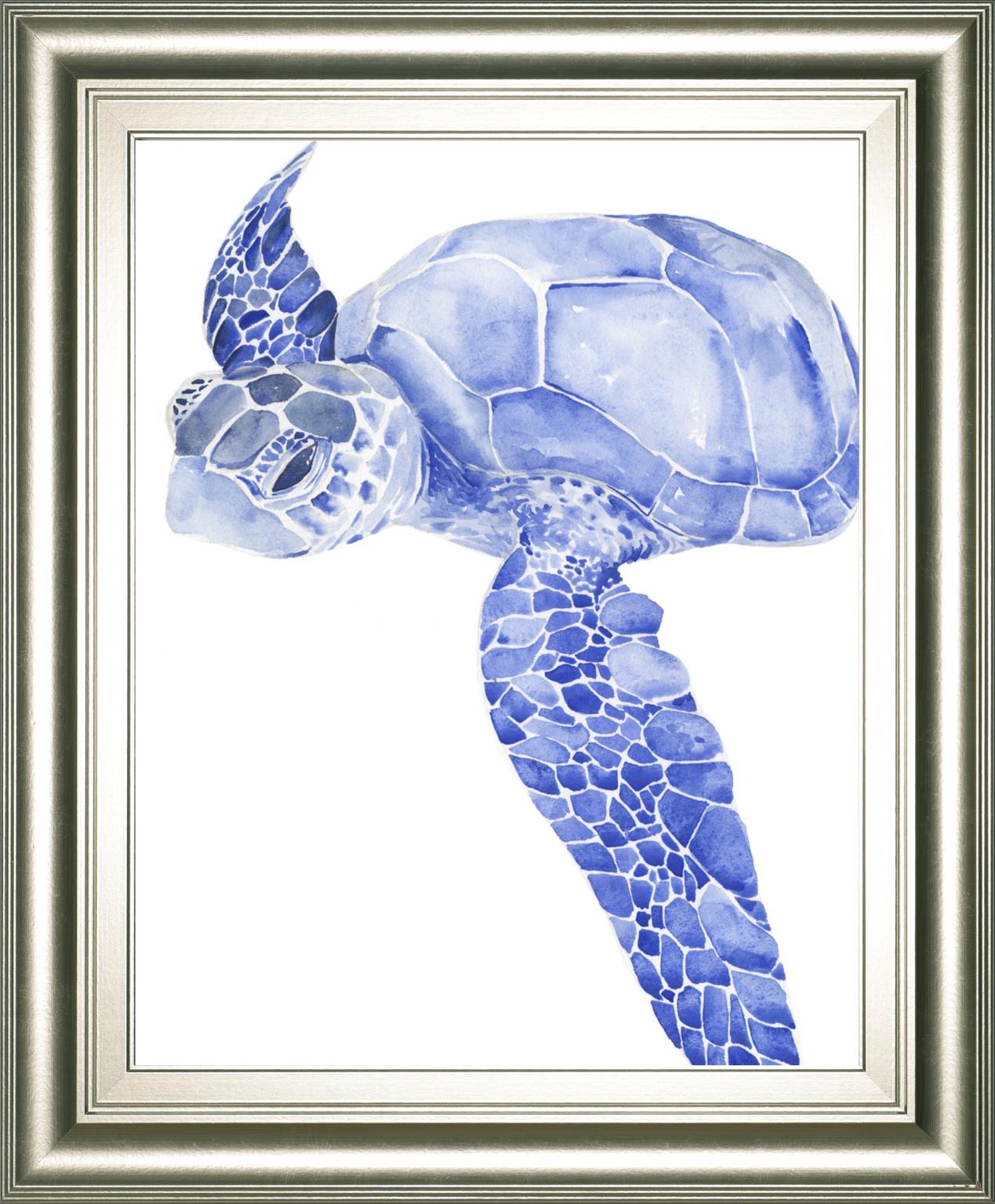 Ultramarine Sea Turtle I By Jennifer Paxton Parker 22X26 Framed Print