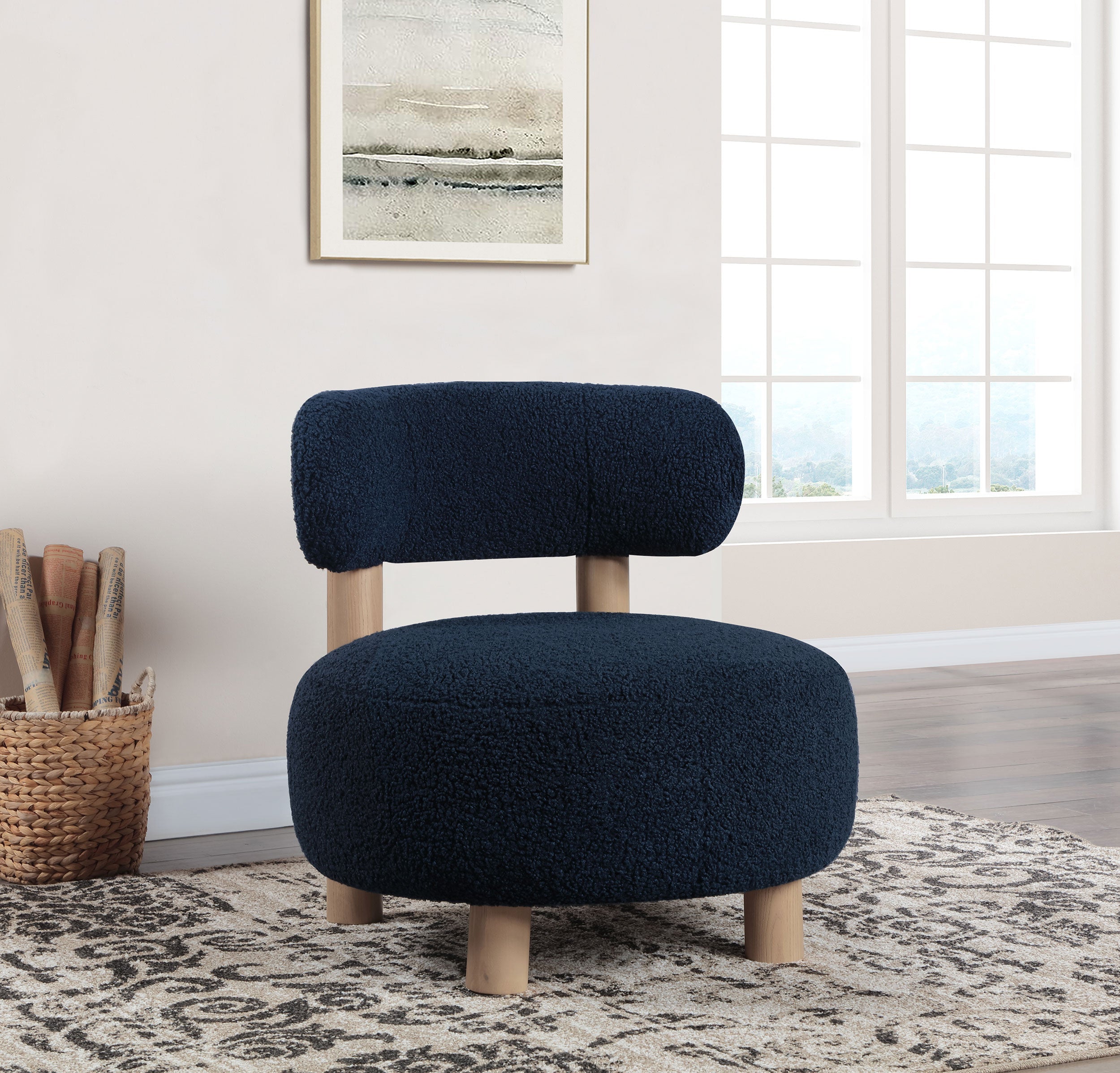 Zonie Boucle Upholstered Barrel Back Accent Chair Orange