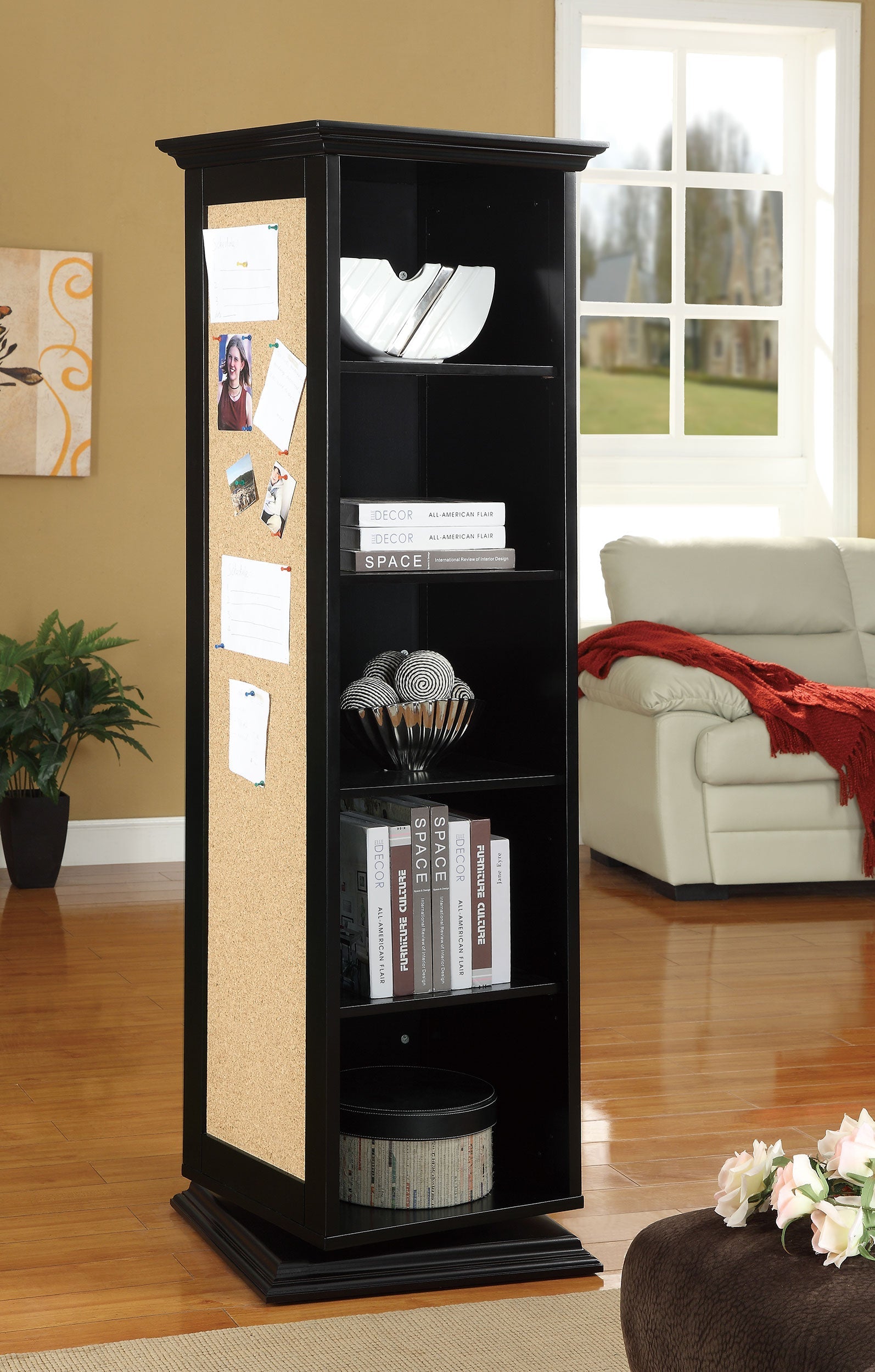 Robinsons Swivel Accent Cabinet with Cork Board White