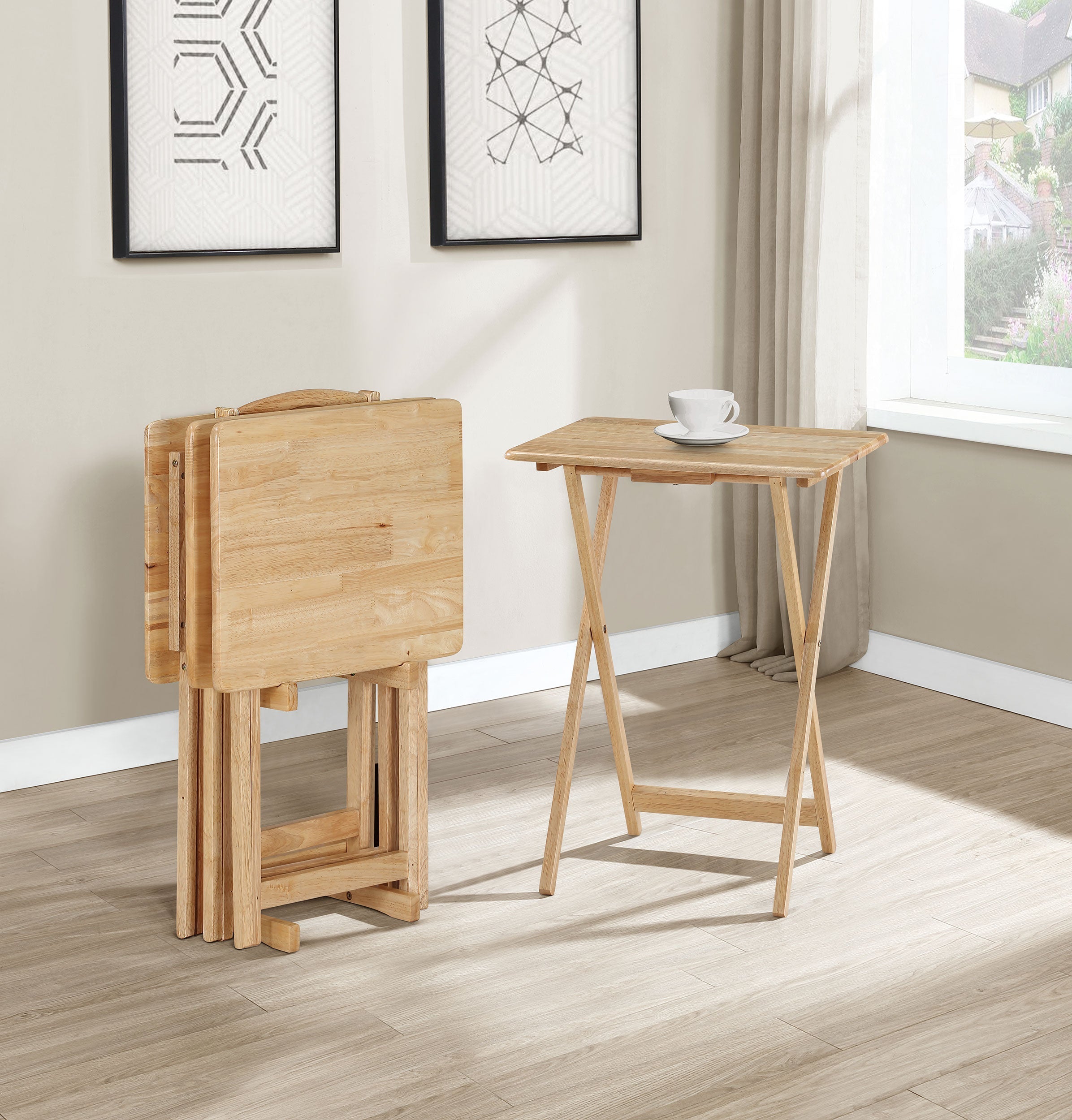 Donna  TV Tray Table Set with Stand Black