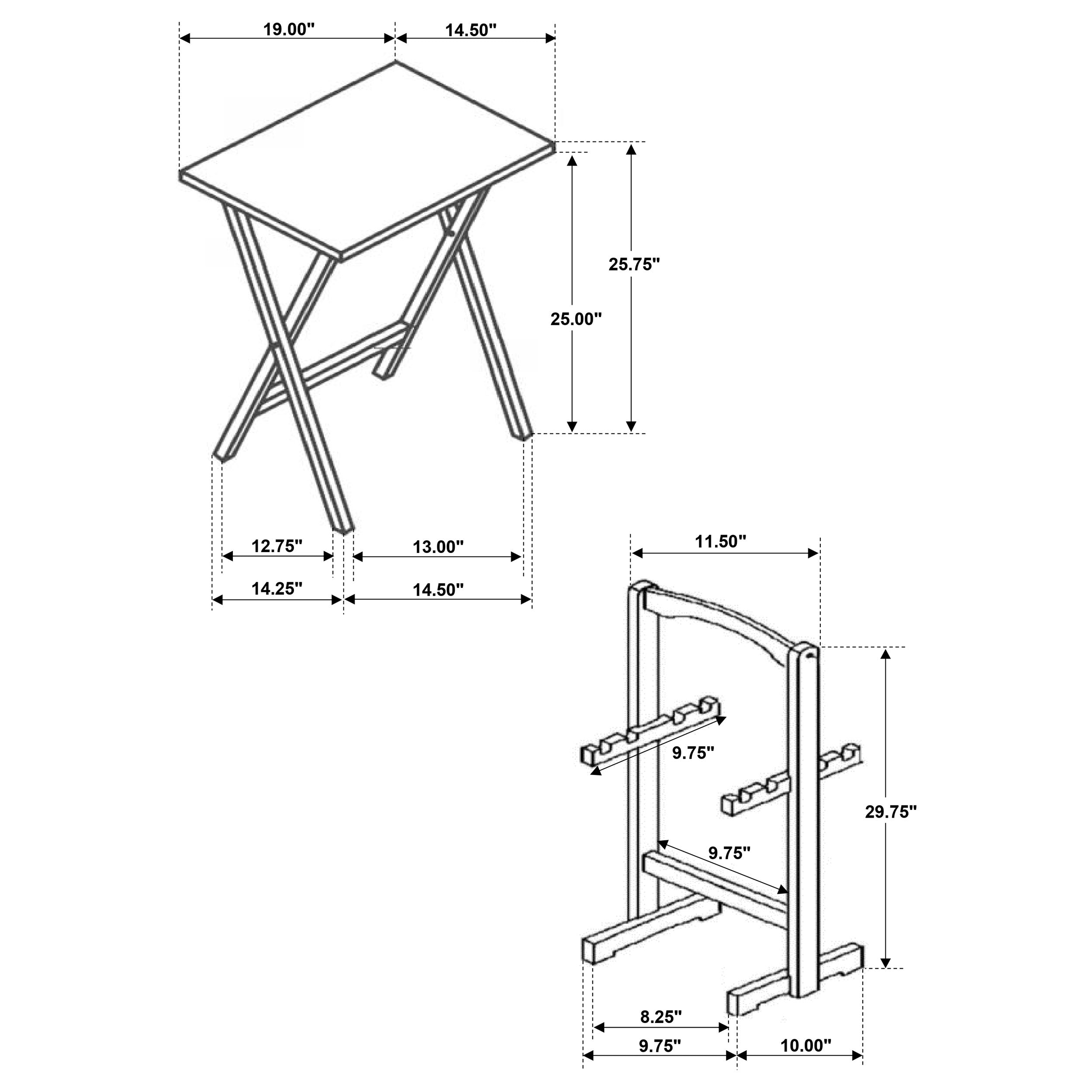 Donna  TV Tray Table Set with Stand Black