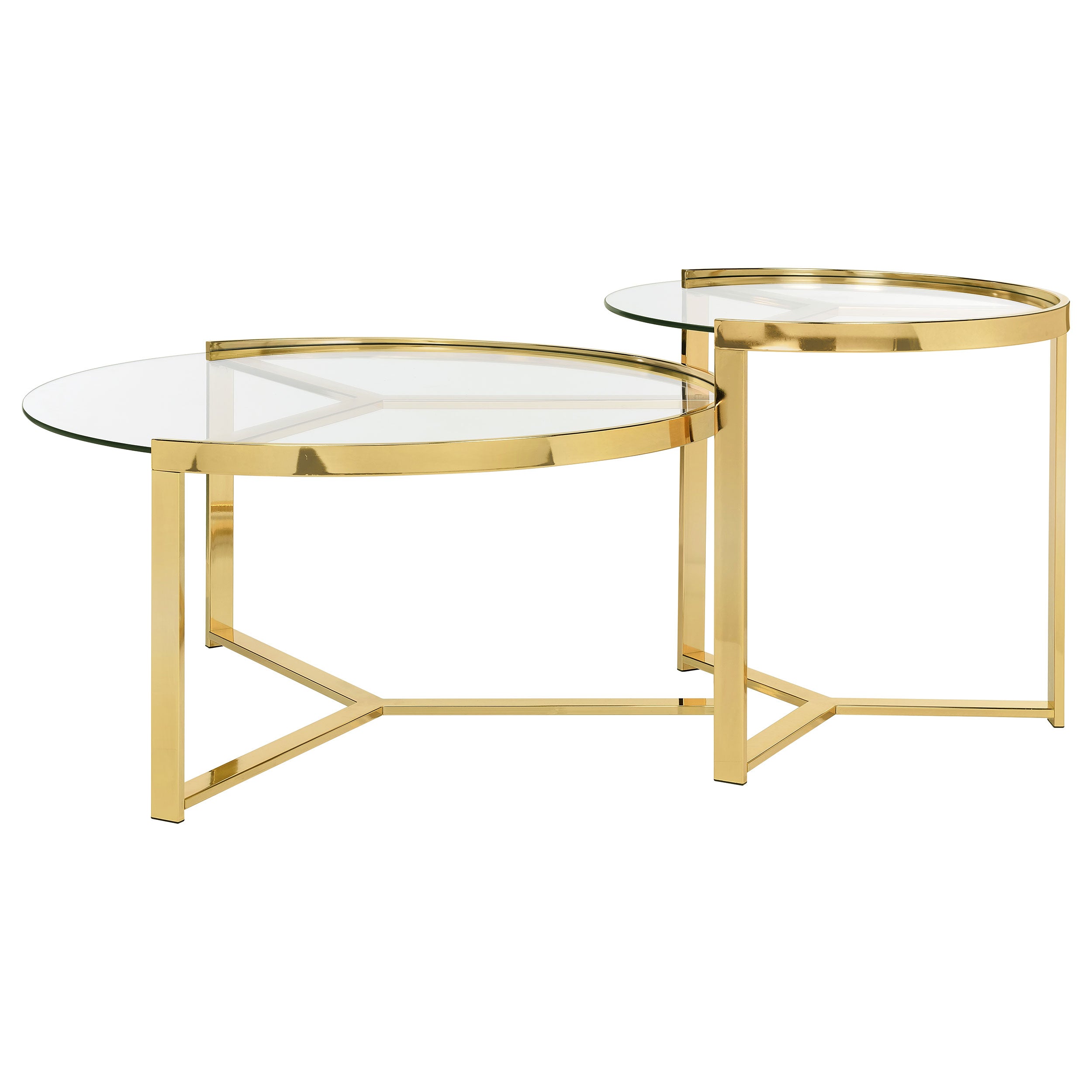 Delia  Round Glass Top Nesting Coffee Table Chrome