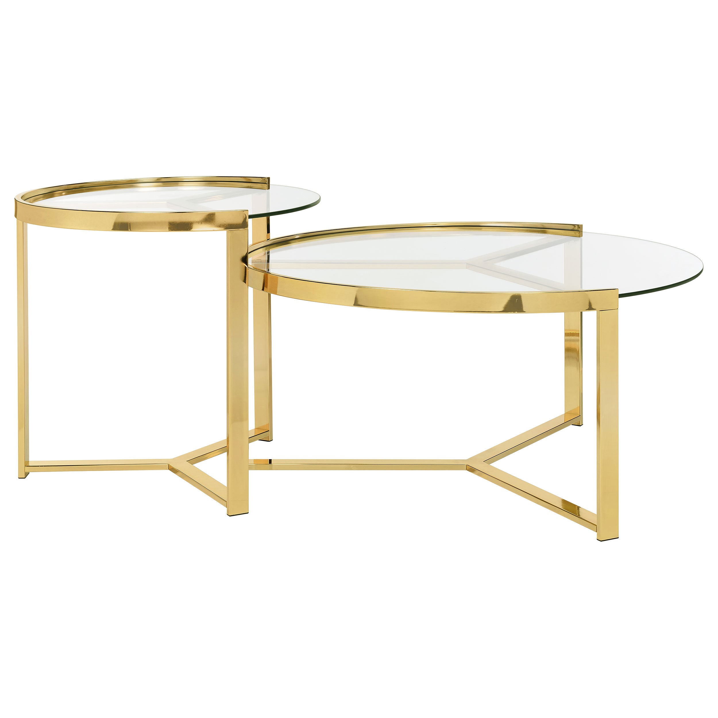 Delia  Round Glass Top Nesting Coffee Table Chrome